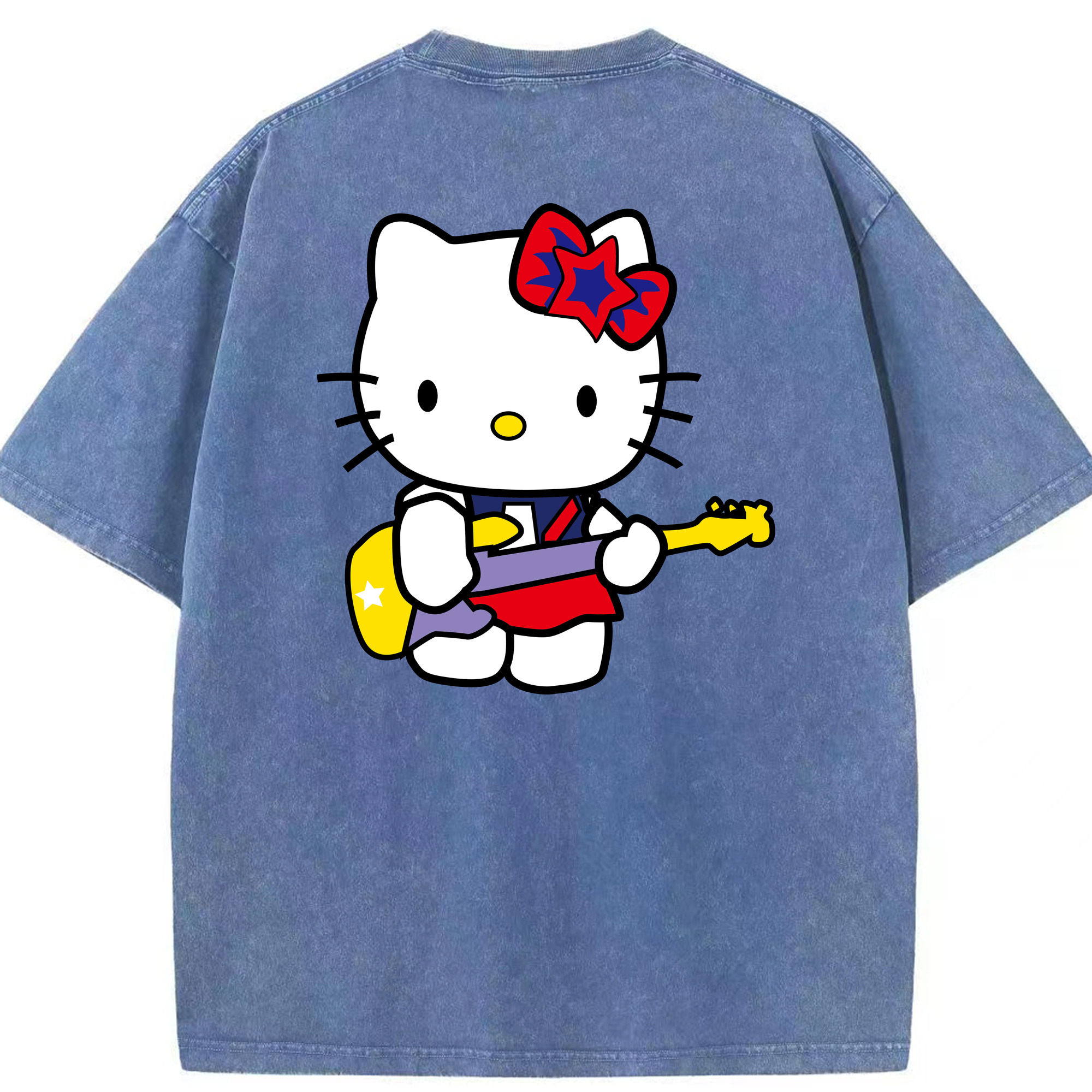（画像用） Hello Kitty ハローキティ 綿100% ヴィンテージ風 半袖Tシャツ（背面プリント）