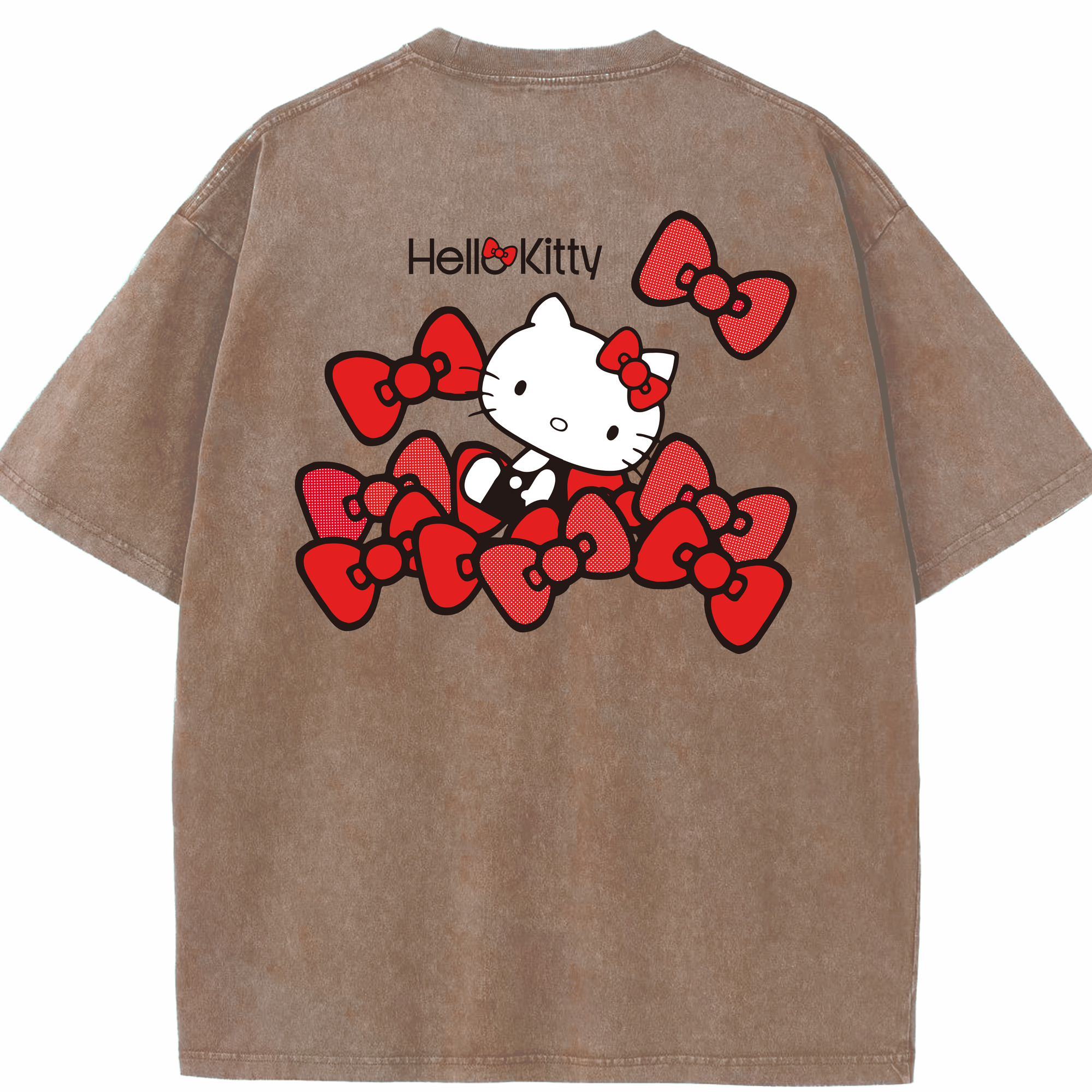 （画像用） Hello Kitty ハローキティ 綿100% ヴィンテージ風 半袖Tシャツ（背面プリント）