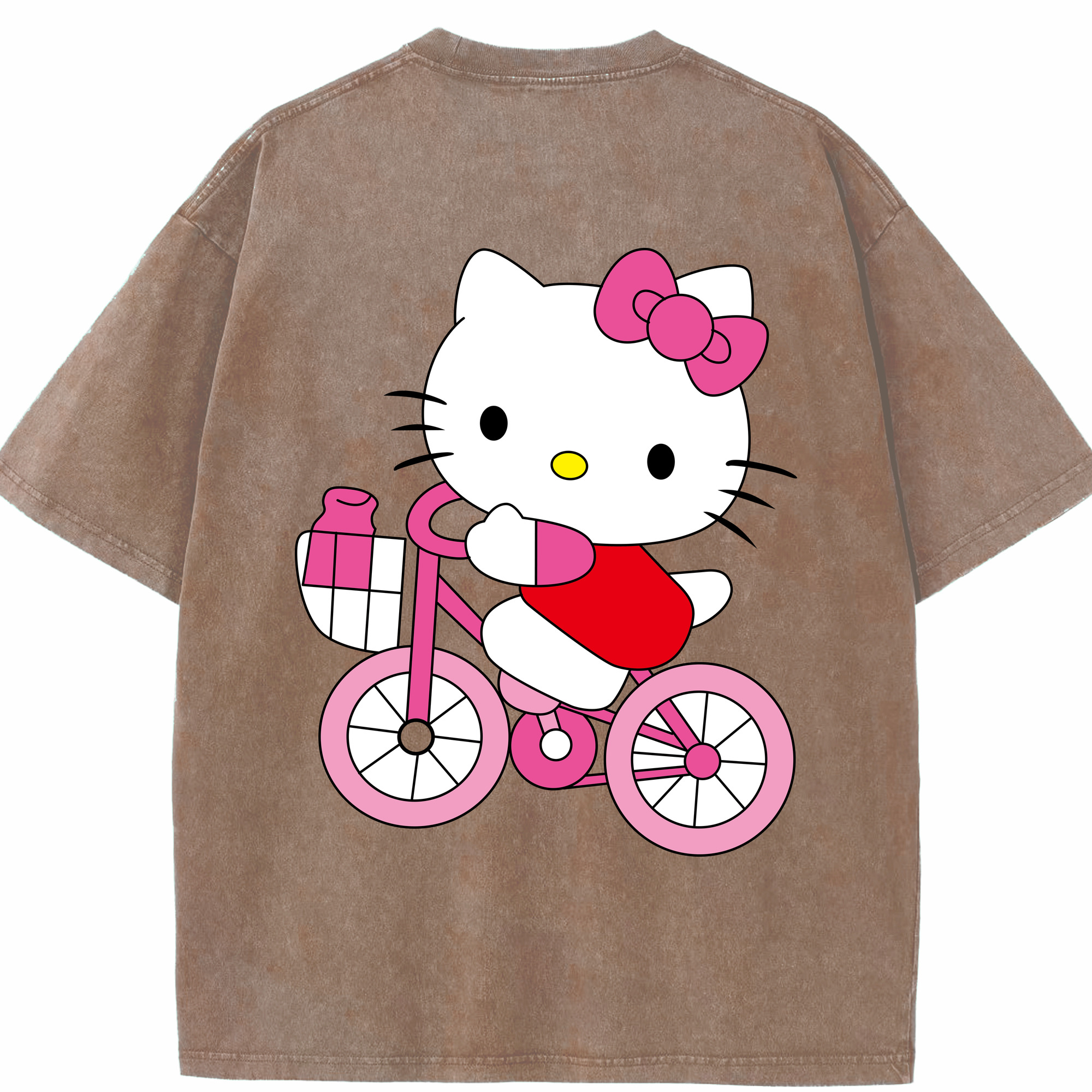（画像用） Hello Kitty ハローキティ 綿100% ヴィンテージ風 半袖Tシャツ（背面プリント）