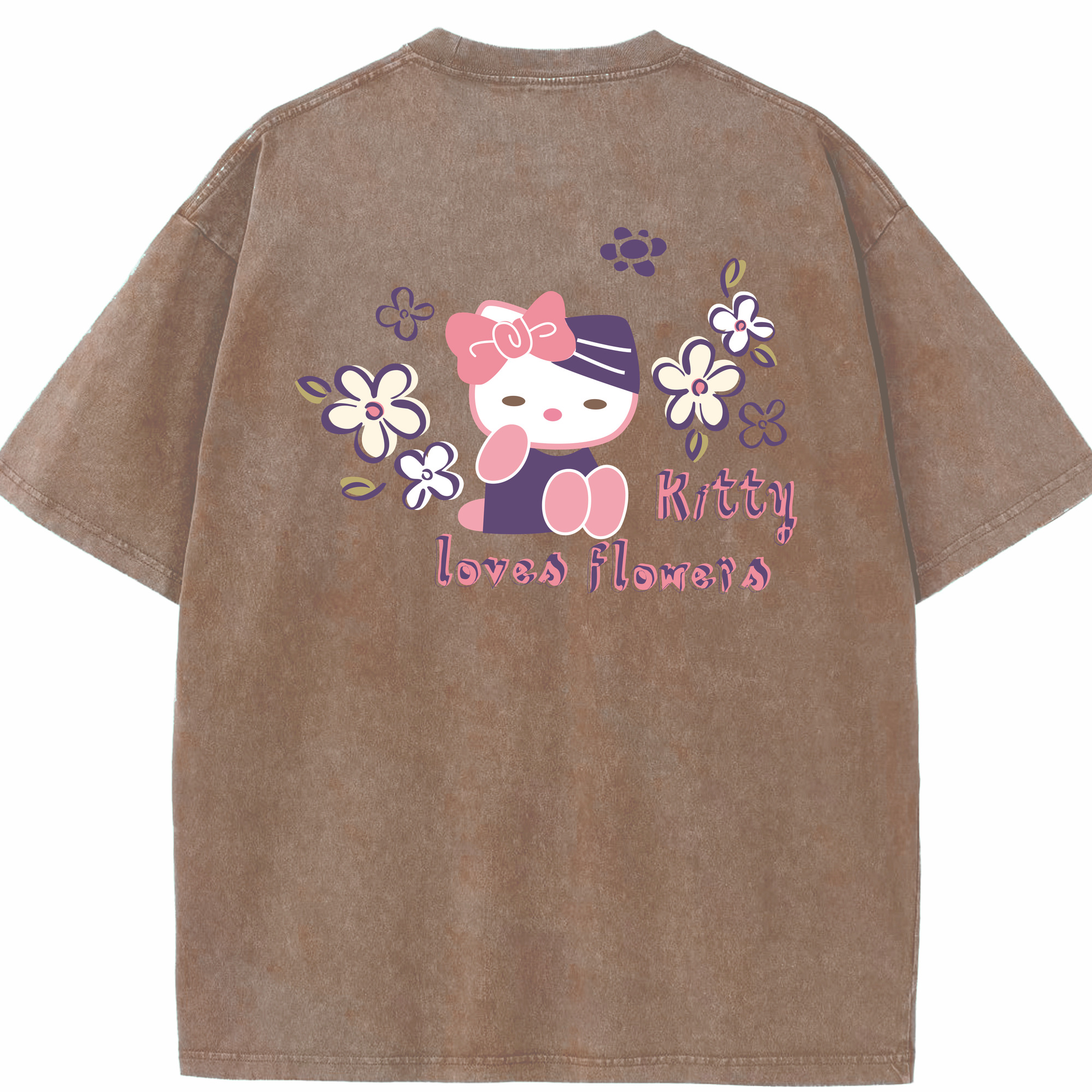 （画像用） Hello Kitty ハローキティ 綿100% ヴィンテージ風 半袖Tシャツ（背面プリント）