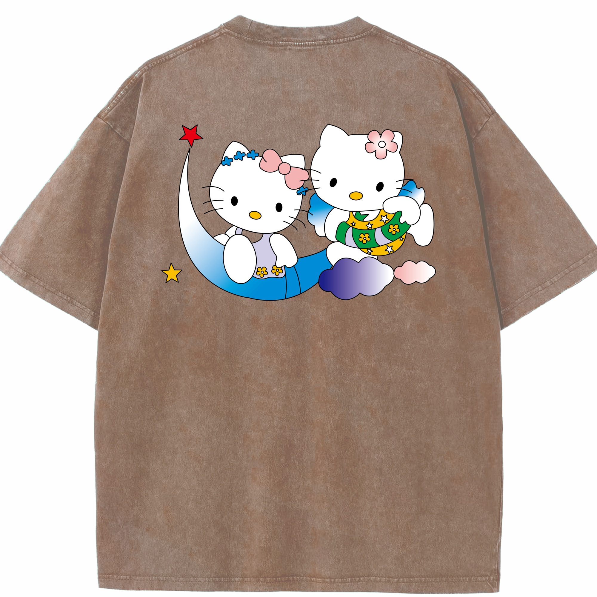 （画像用） Hello Kitty ハローキティ 綿100% ヴィンテージ風 半袖Tシャツ（背面プリント）