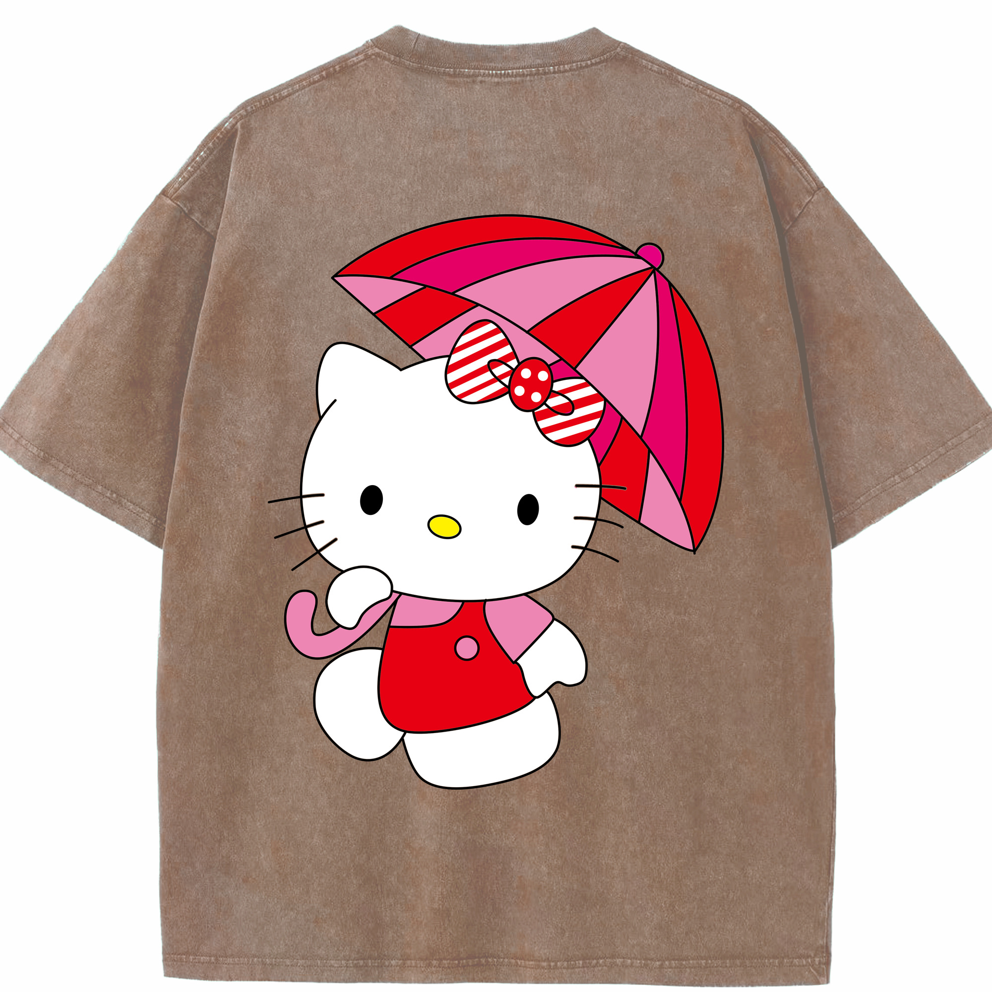 （画像用） Hello Kitty ハローキティ 綿100% ヴィンテージ風 半袖Tシャツ（背面プリント）