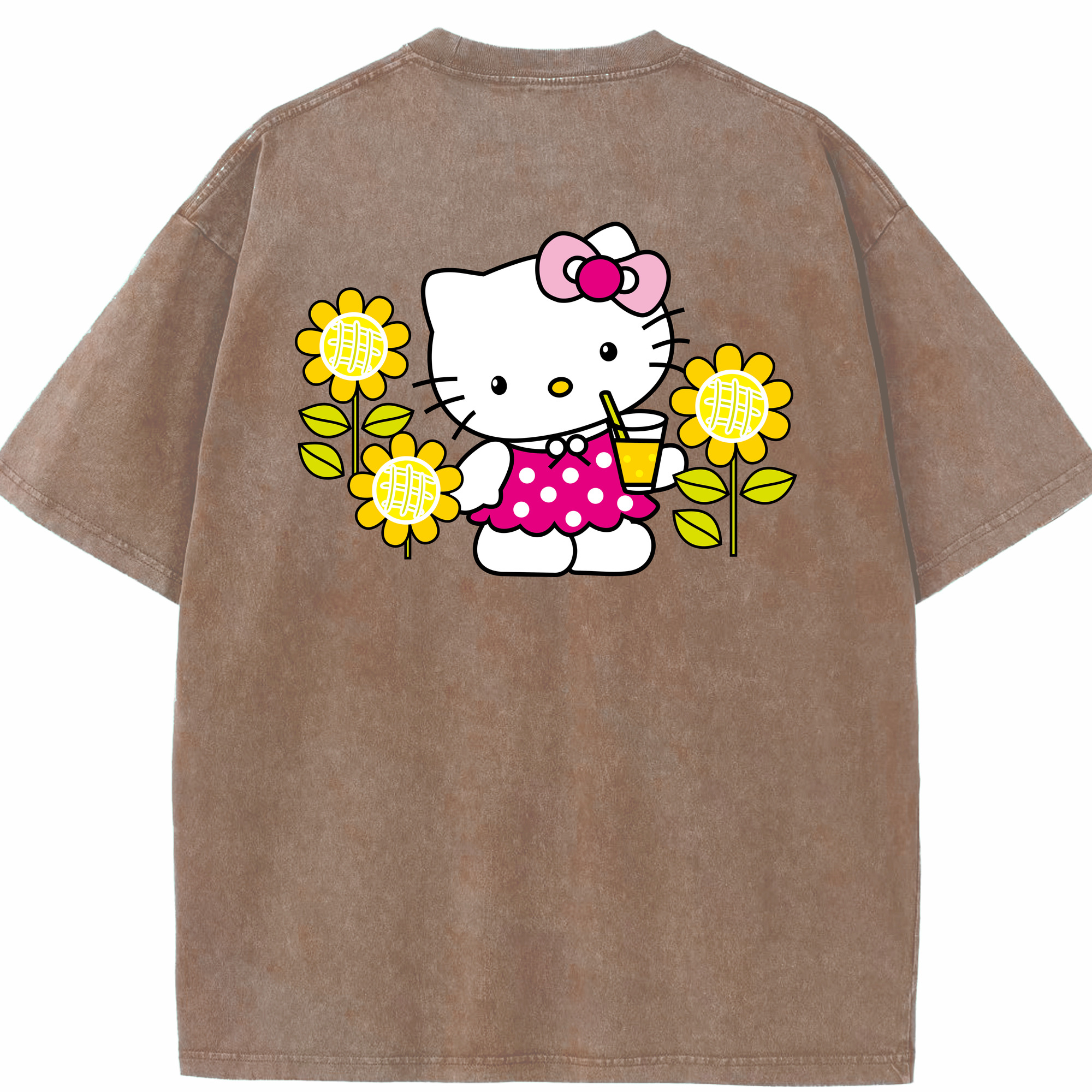 （画像用） Hello Kitty ハローキティ 綿100% ヴィンテージ風 半袖Tシャツ（背面プリント）