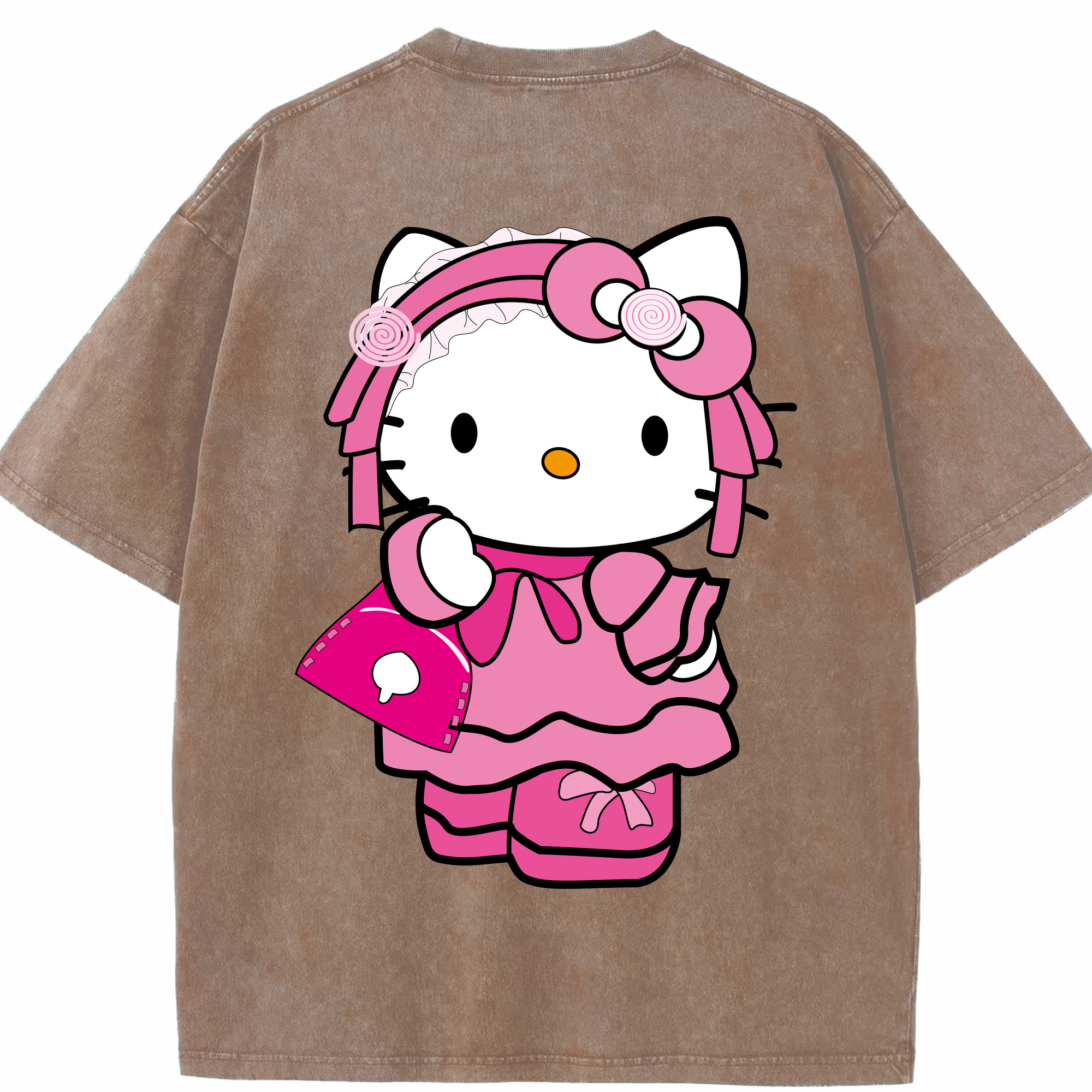 （画像用） Hello Kitty ハローキティ 綿100% ヴィンテージ風 半袖Tシャツ（背面プリント）