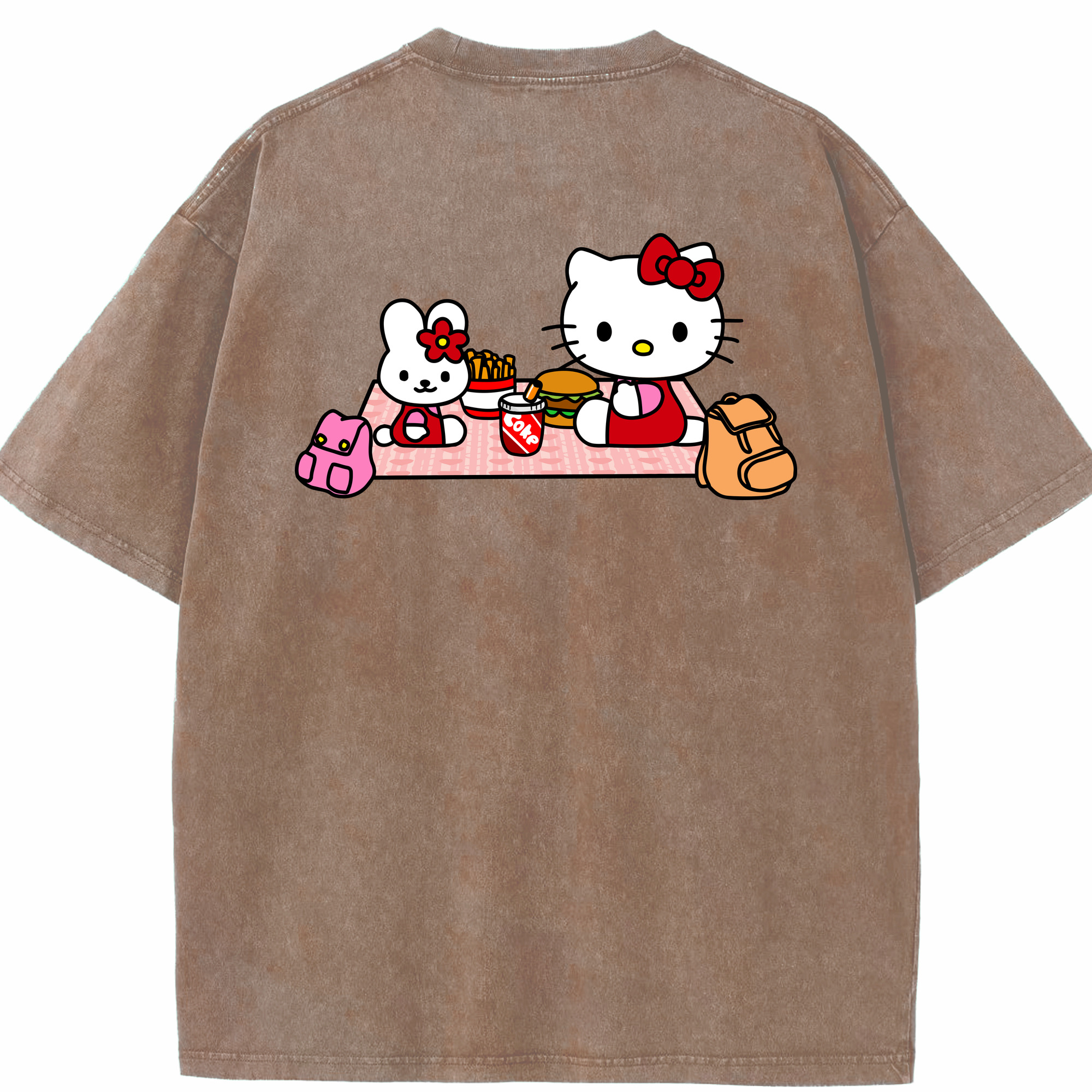 （画像用） Hello Kitty ハローキティ 綿100% ヴィンテージ風 半袖Tシャツ（背面プリント）