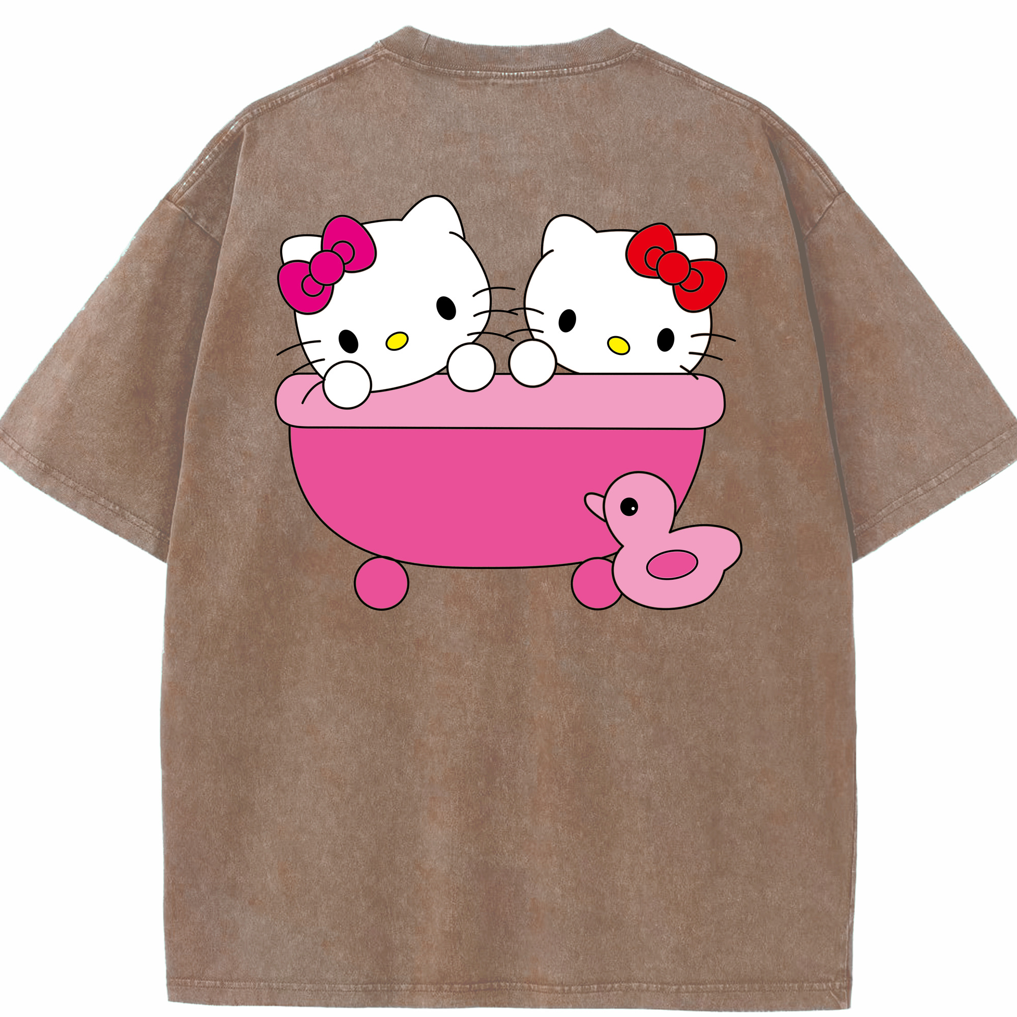 （画像用） Hello Kitty ハローキティ 綿100% ヴィンテージ風 半袖Tシャツ（背面プリント）