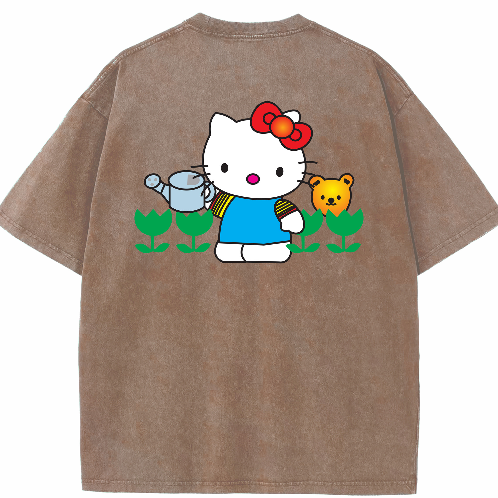 （画像用） Hello Kitty ハローキティ 綿100% ヴィンテージ風 半袖Tシャツ（背面プリント）