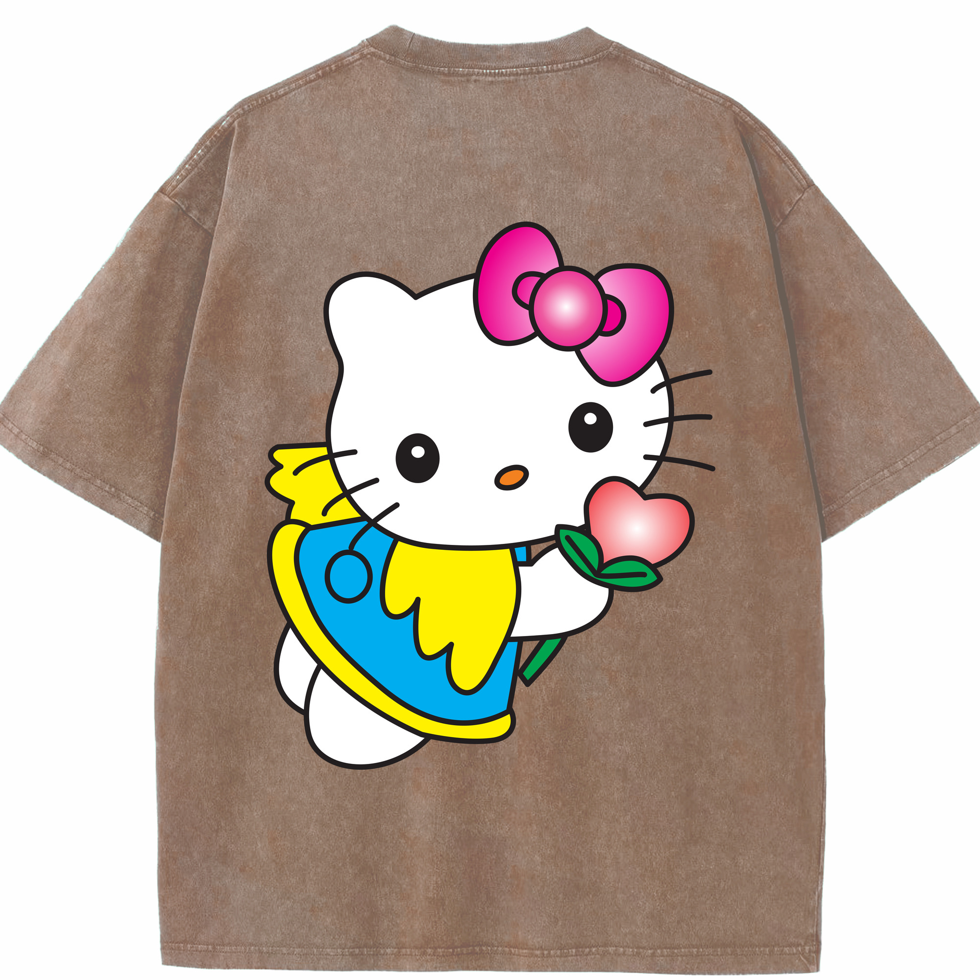（画像用） Hello Kitty ハローキティ 綿100% ヴィンテージ風 半袖Tシャツ（背面プリント）