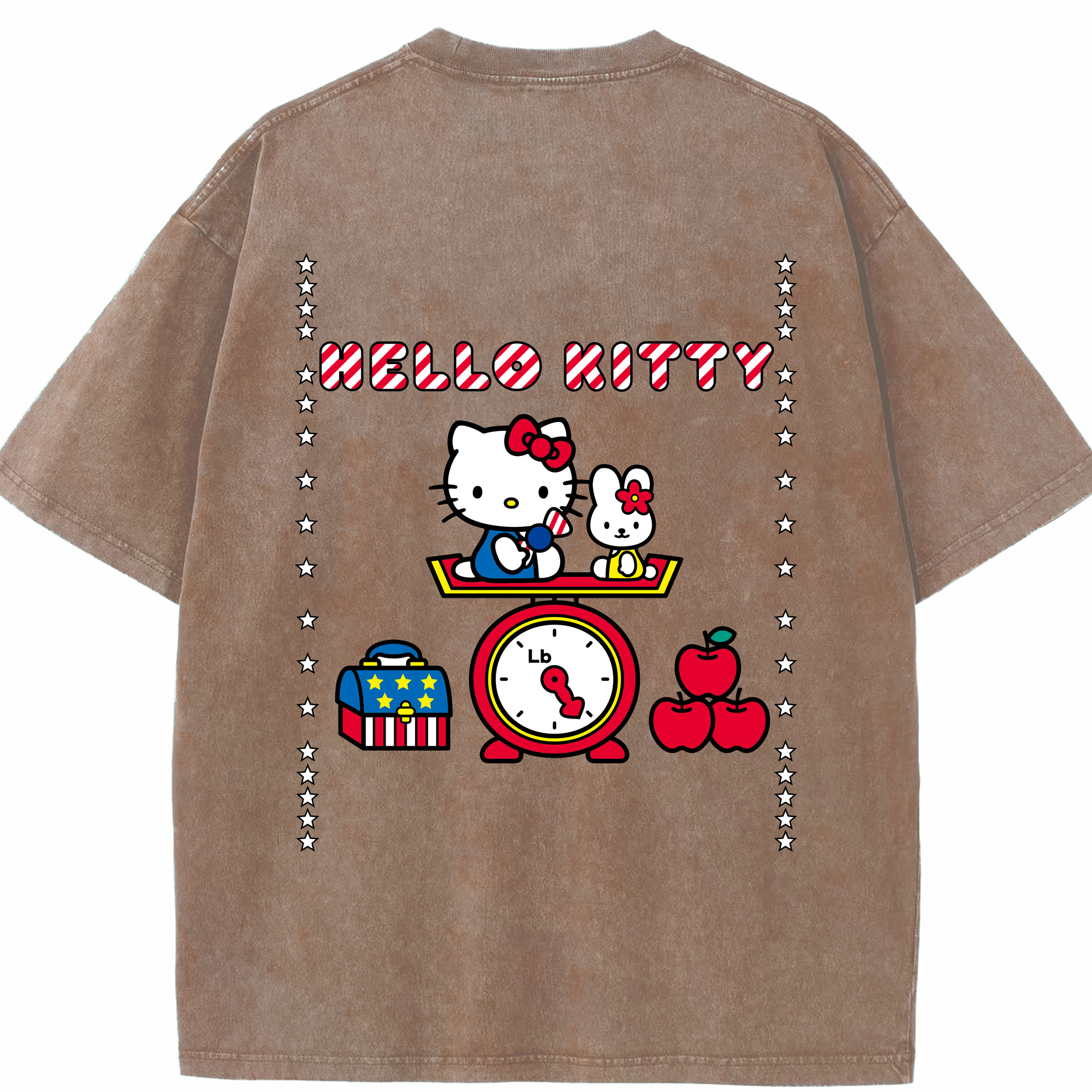 （画像用） Hello Kitty ハローキティ 綿100% ヴィンテージ風 半袖Tシャツ（背面プリント）