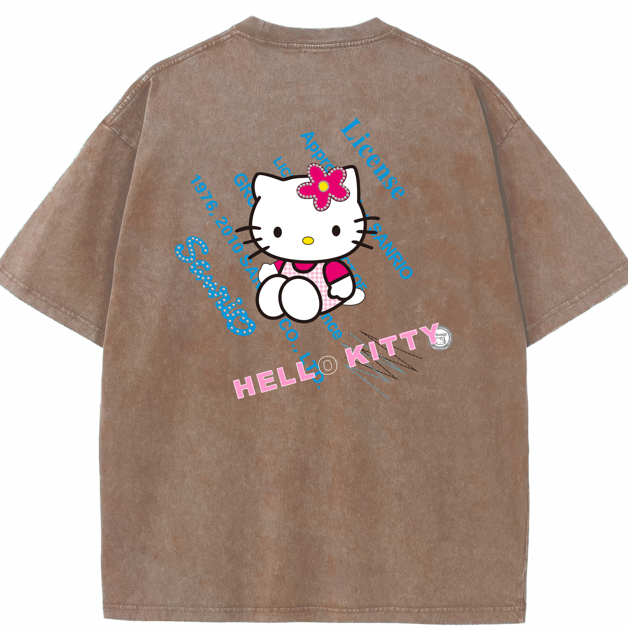 （画像用） Hello Kitty ハローキティ 綿100% ヴィンテージ風 半袖Tシャツ（背面プリント）
