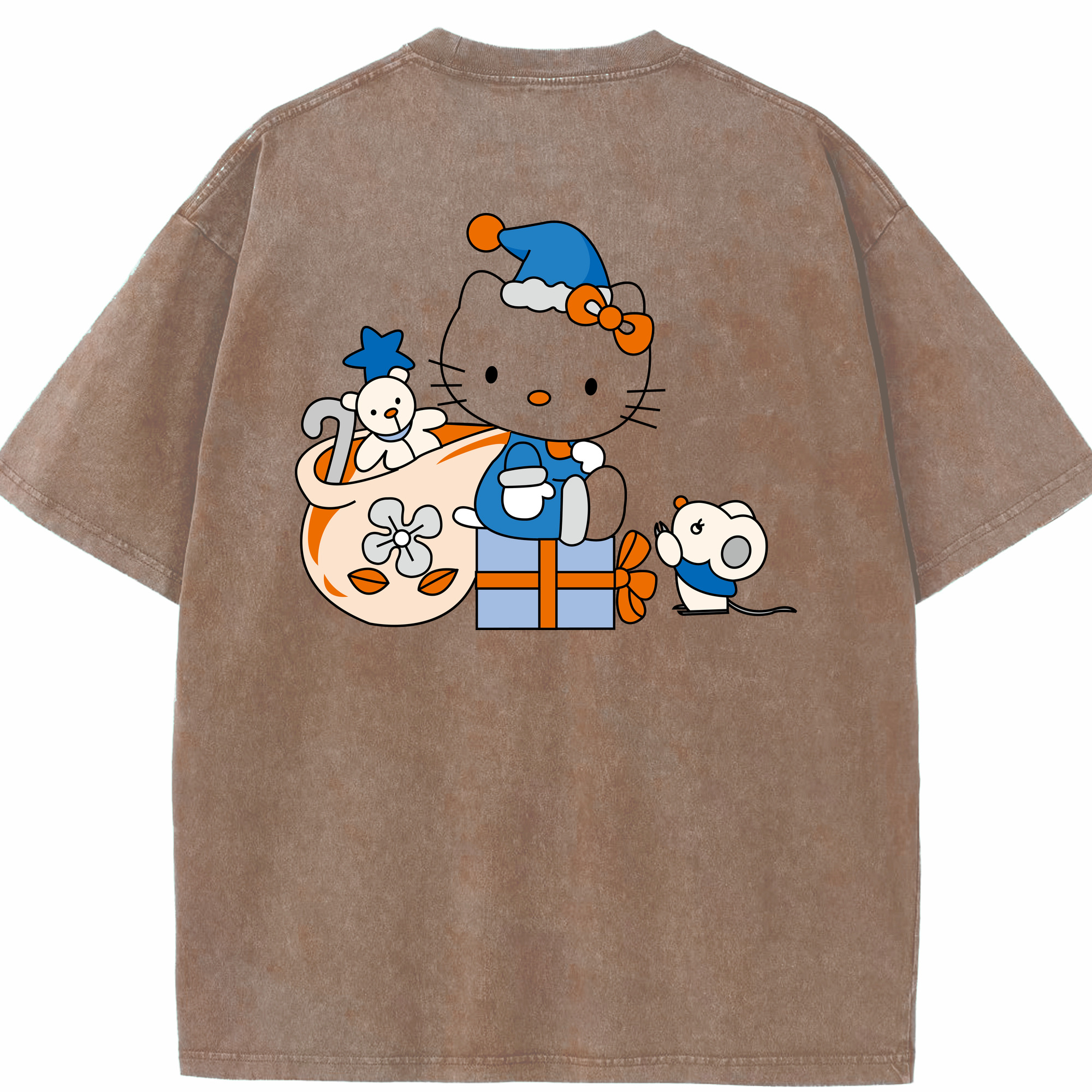 （画像用） Hello Kitty ハローキティ 綿100% ヴィンテージ風 半袖Tシャツ（背面プリント）