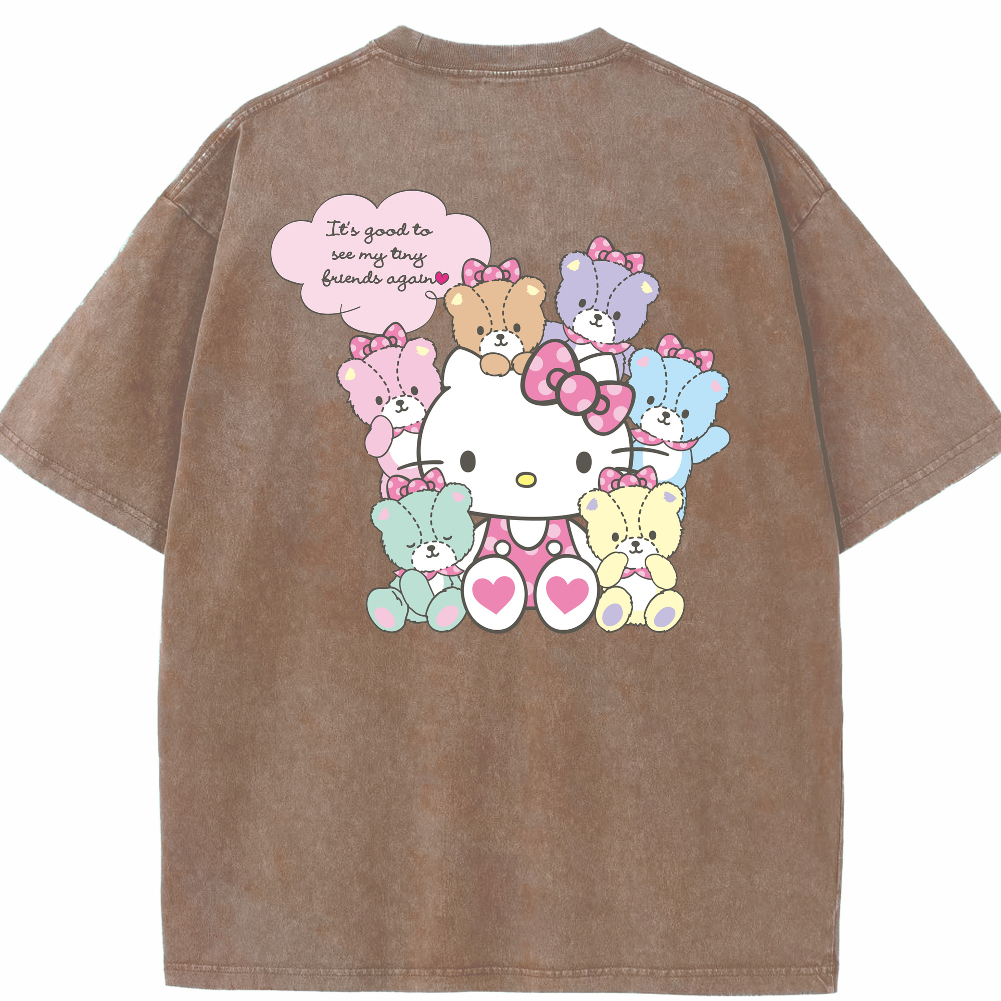 （画像用） Hello Kitty ハローキティ 綿100% ヴィンテージ風 半袖Tシャツ（背面プリント）