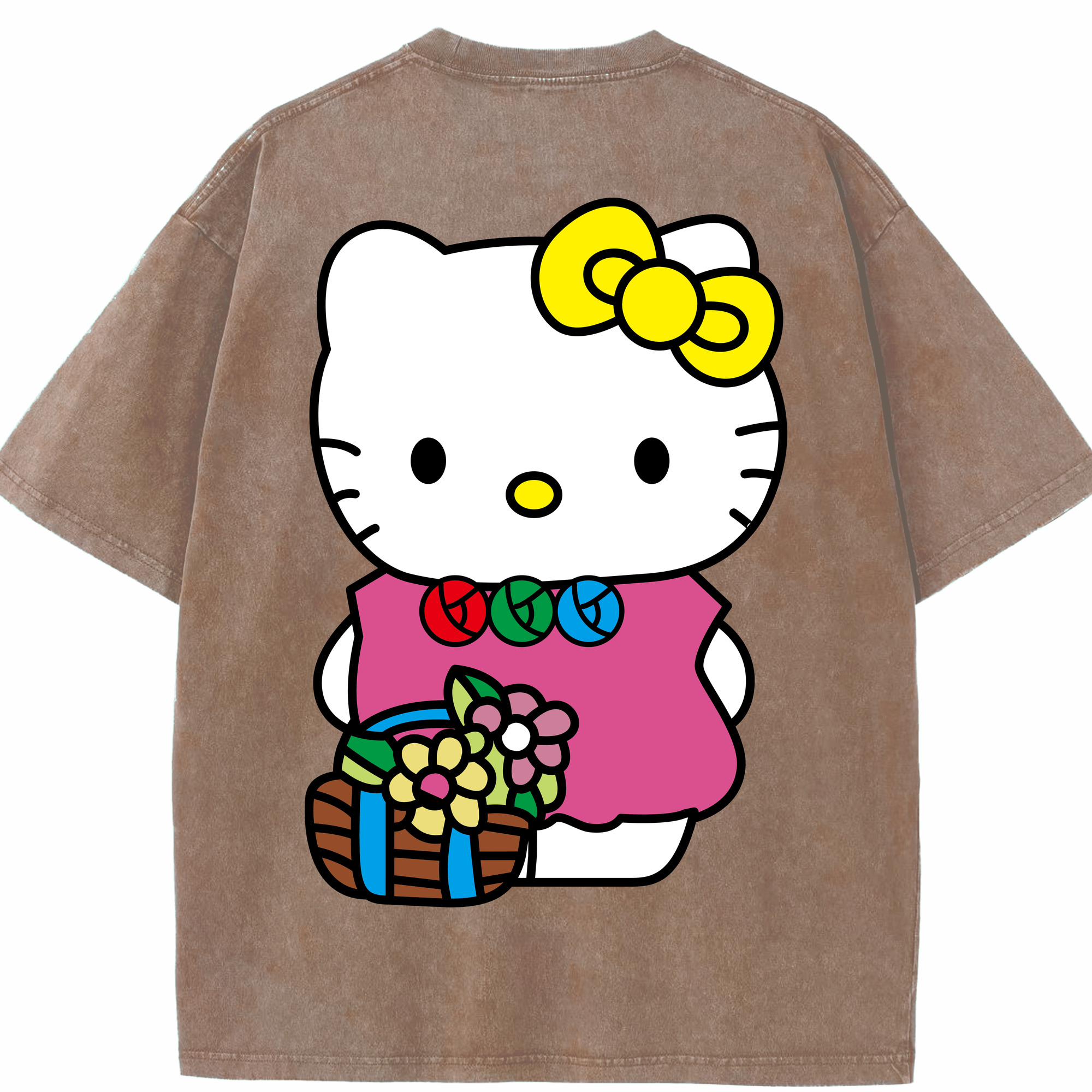 （画像用） Hello Kitty ハローキティ 綿100% ヴィンテージ風 半袖Tシャツ（背面プリント）