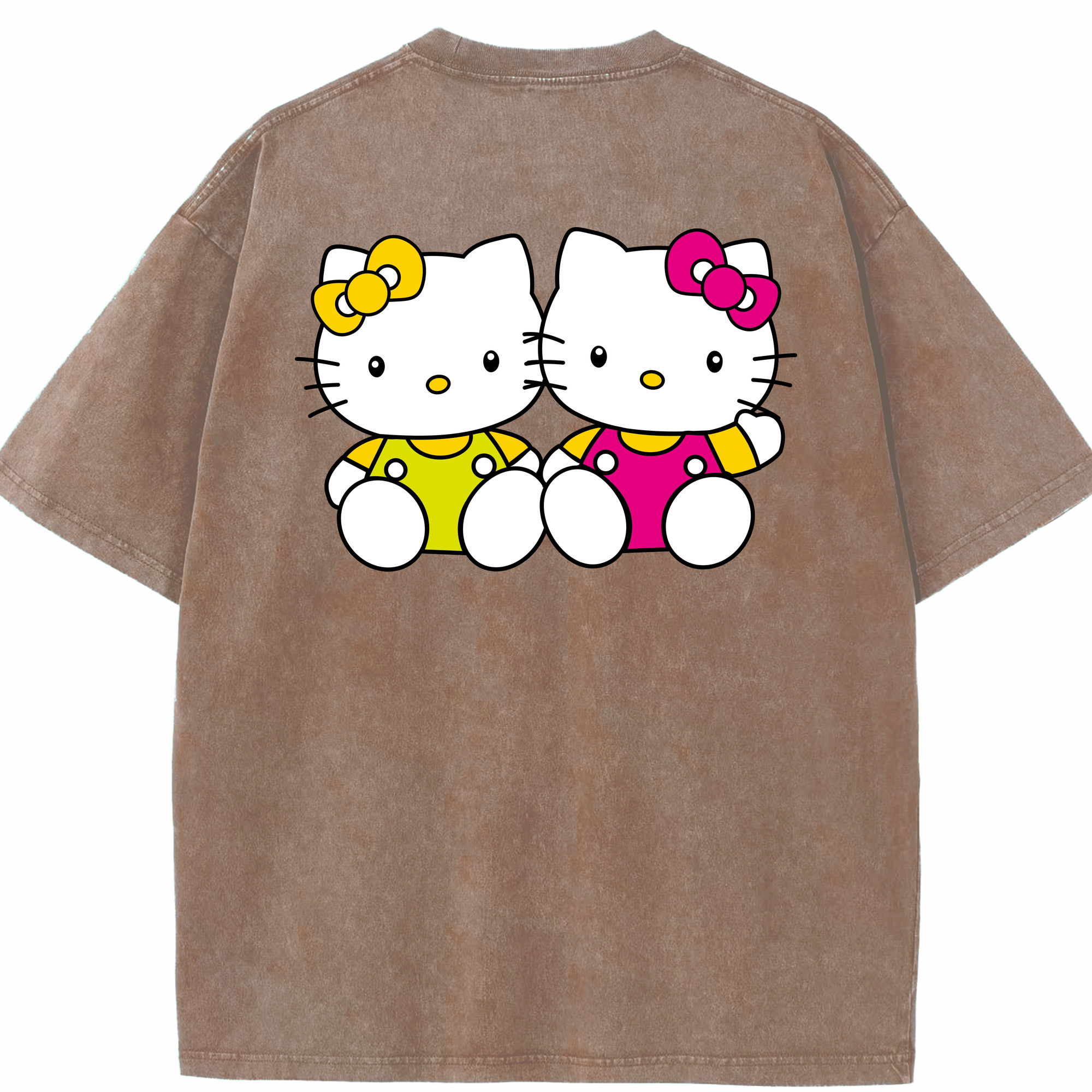 （画像用） Hello Kitty ハローキティ 綿100% ヴィンテージ風 半袖Tシャツ（背面プリント）