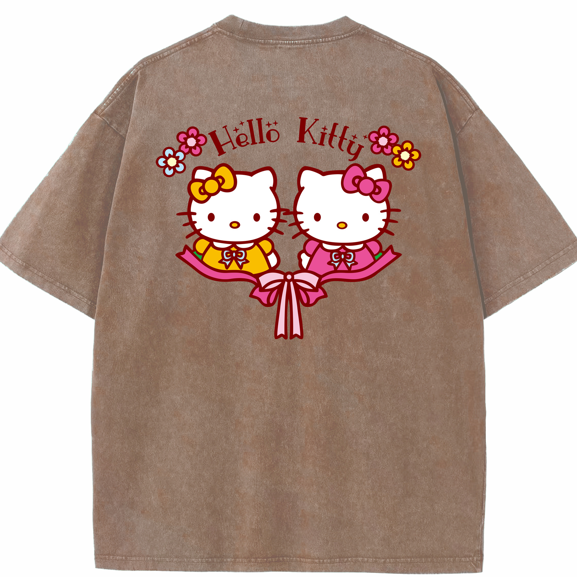 （画像用） Hello Kitty ハローキティ 綿100% ヴィンテージ風 半袖Tシャツ（背面プリント）