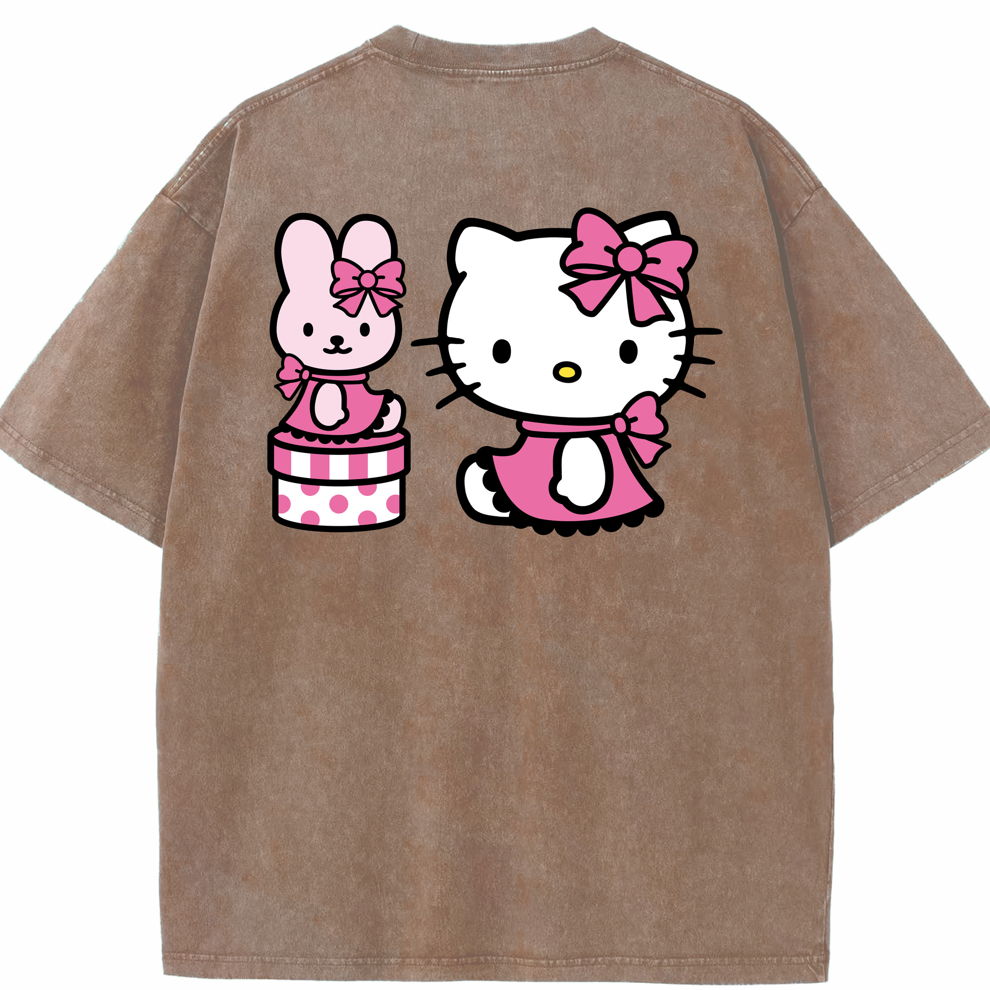 （画像用） Hello Kitty ハローキティ 綿100% ヴィンテージ風 半袖Tシャツ（背面プリント）