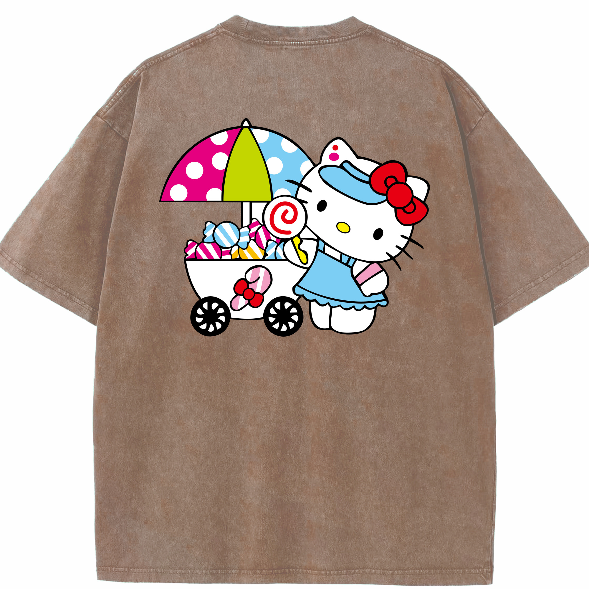 （画像用） Hello Kitty ハローキティ 綿100% ヴィンテージ風 半袖Tシャツ（背面プリント）