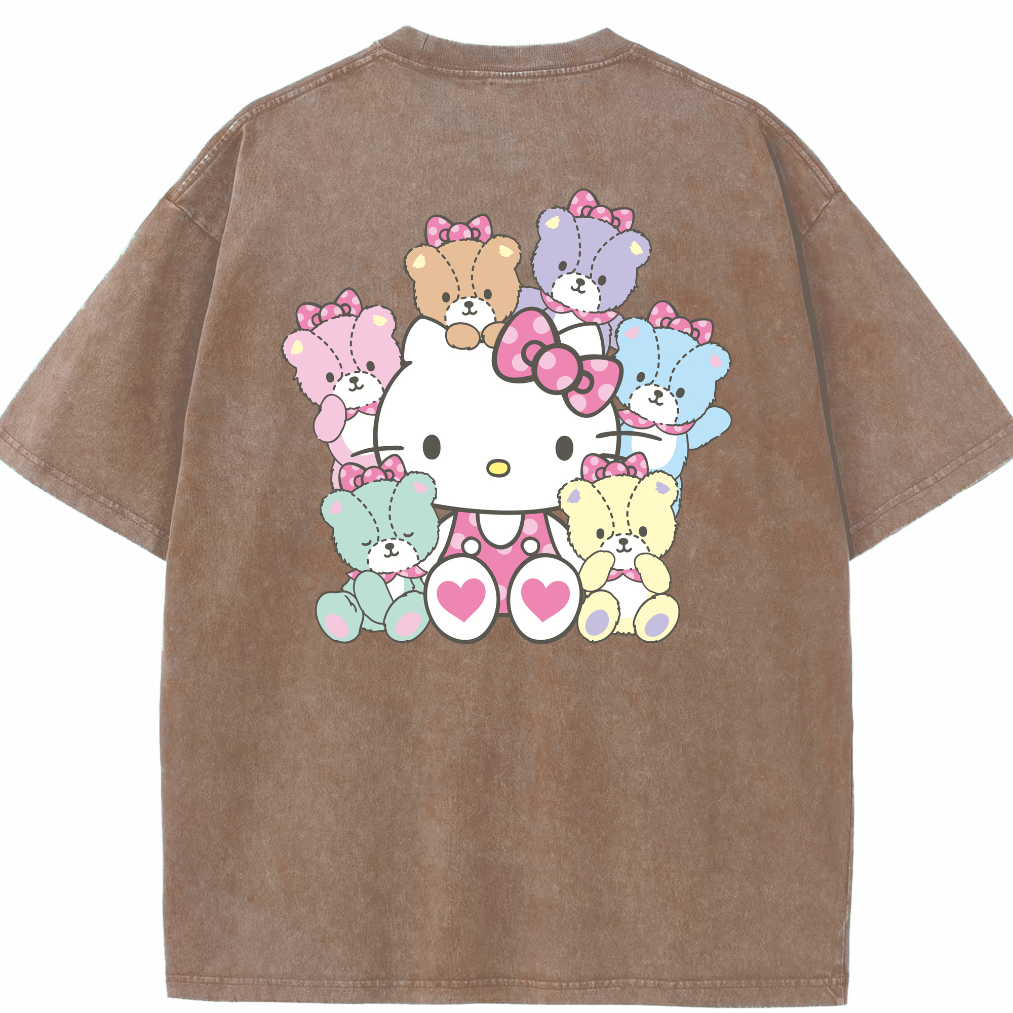 （画像用） Hello Kitty ハローキティ 綿100% ヴィンテージ風 半袖Tシャツ（背面プリント）