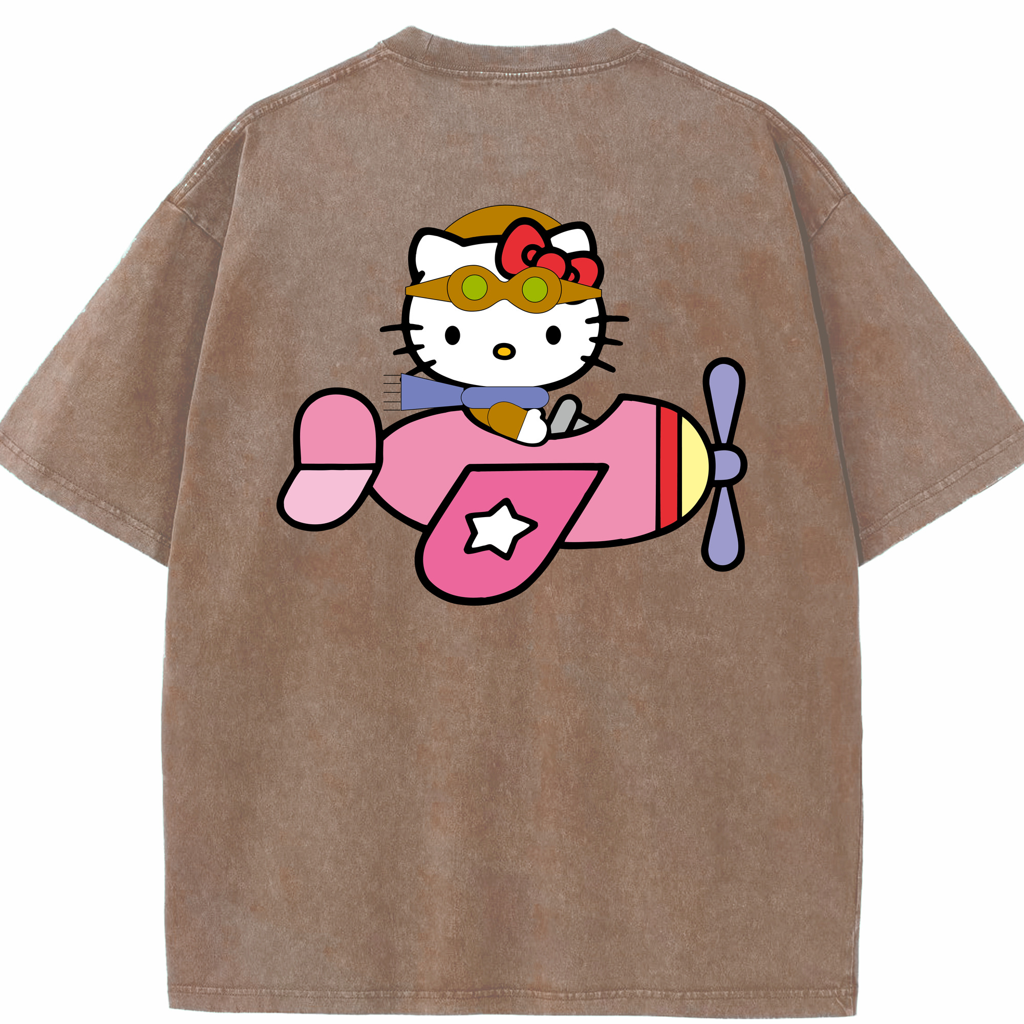 （画像用） Hello Kitty ハローキティ 綿100% ヴィンテージ風 半袖Tシャツ（背面プリント）