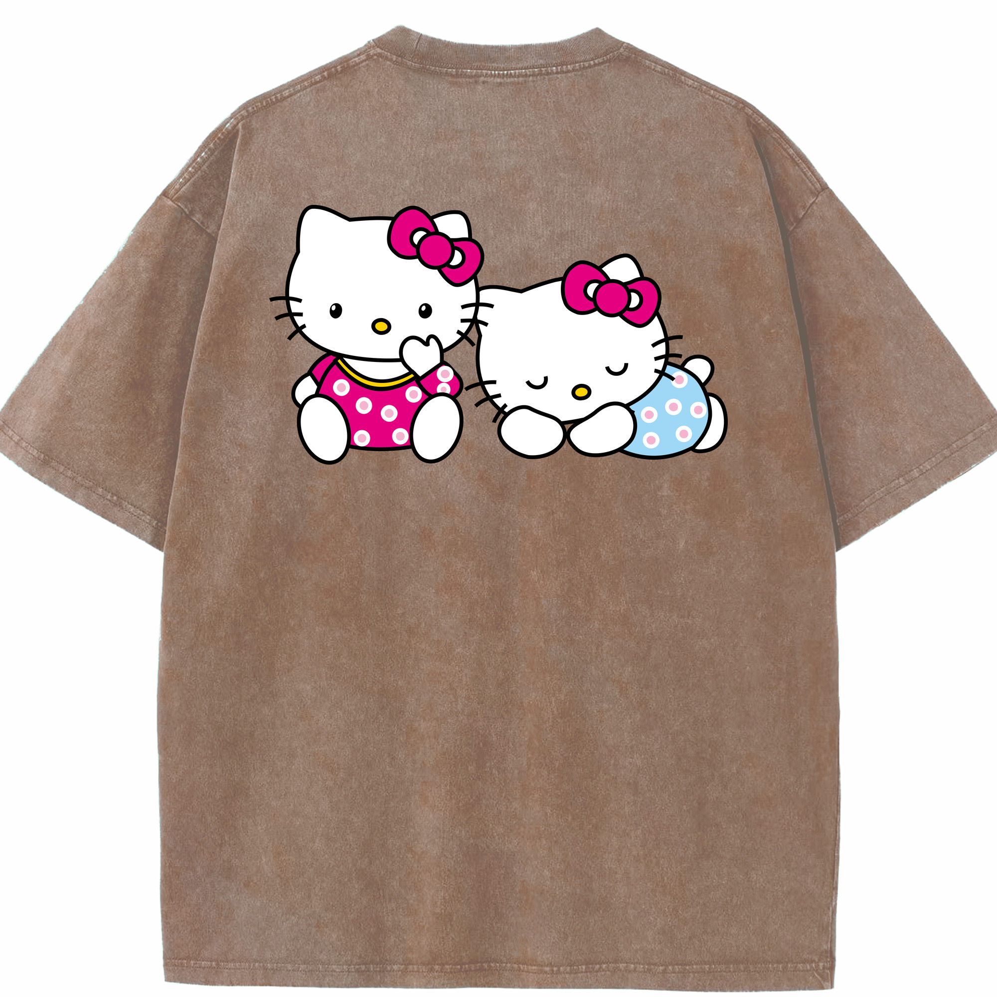 （画像用） Hello Kitty ハローキティ 綿100% ヴィンテージ風 半袖Tシャツ（背面プリント）