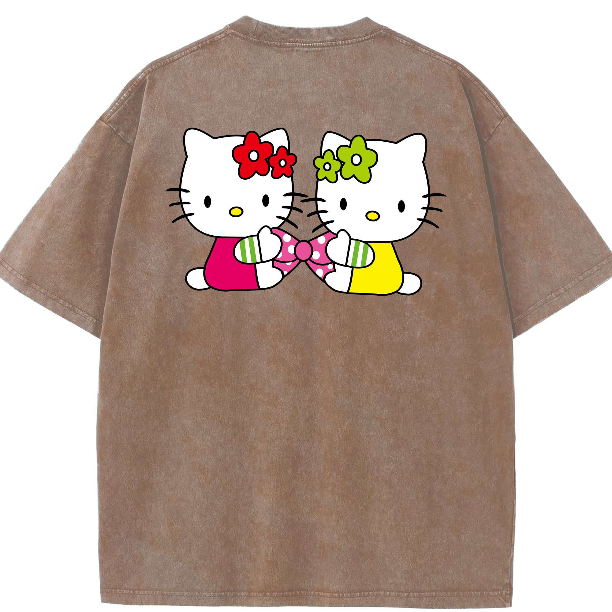 （画像用） Hello Kitty ハローキティ 綿100% ヴィンテージ風 半袖Tシャツ（背面プリント）