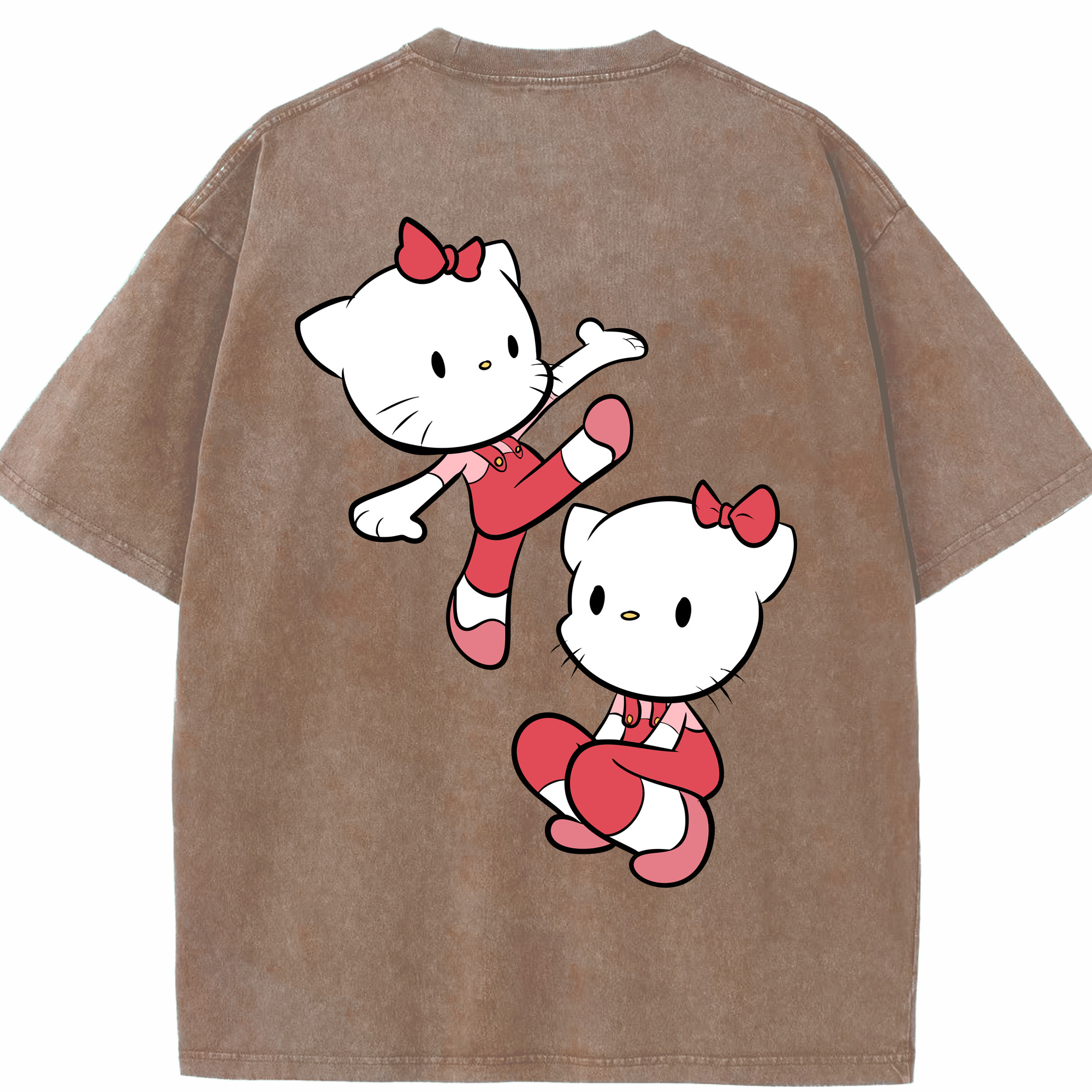 （画像用） Hello Kitty ハローキティ 綿100% ヴィンテージ風 半袖Tシャツ（背面プリント）