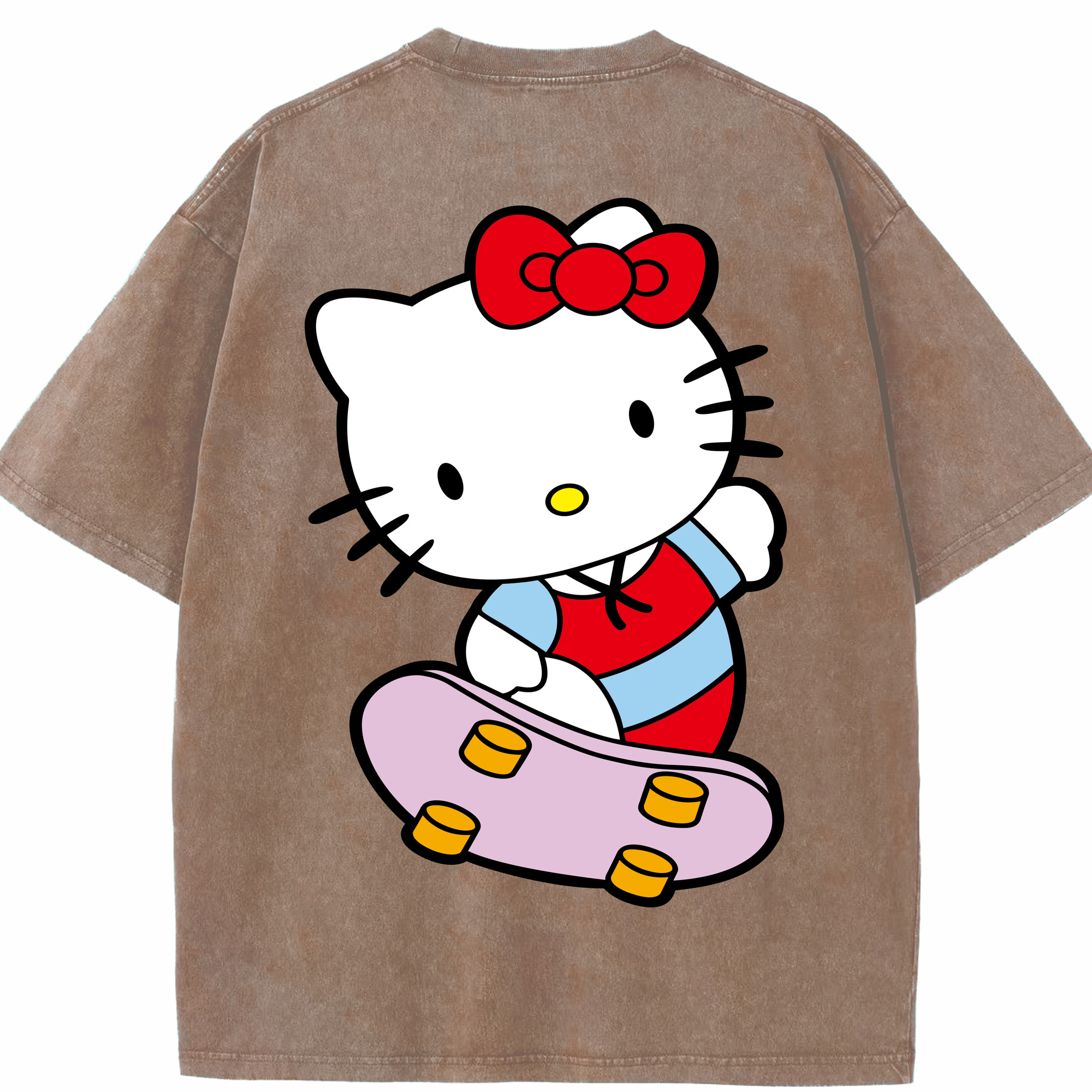 （画像用） Hello Kitty ハローキティ 綿100% ヴィンテージ風 半袖Tシャツ（背面プリント）