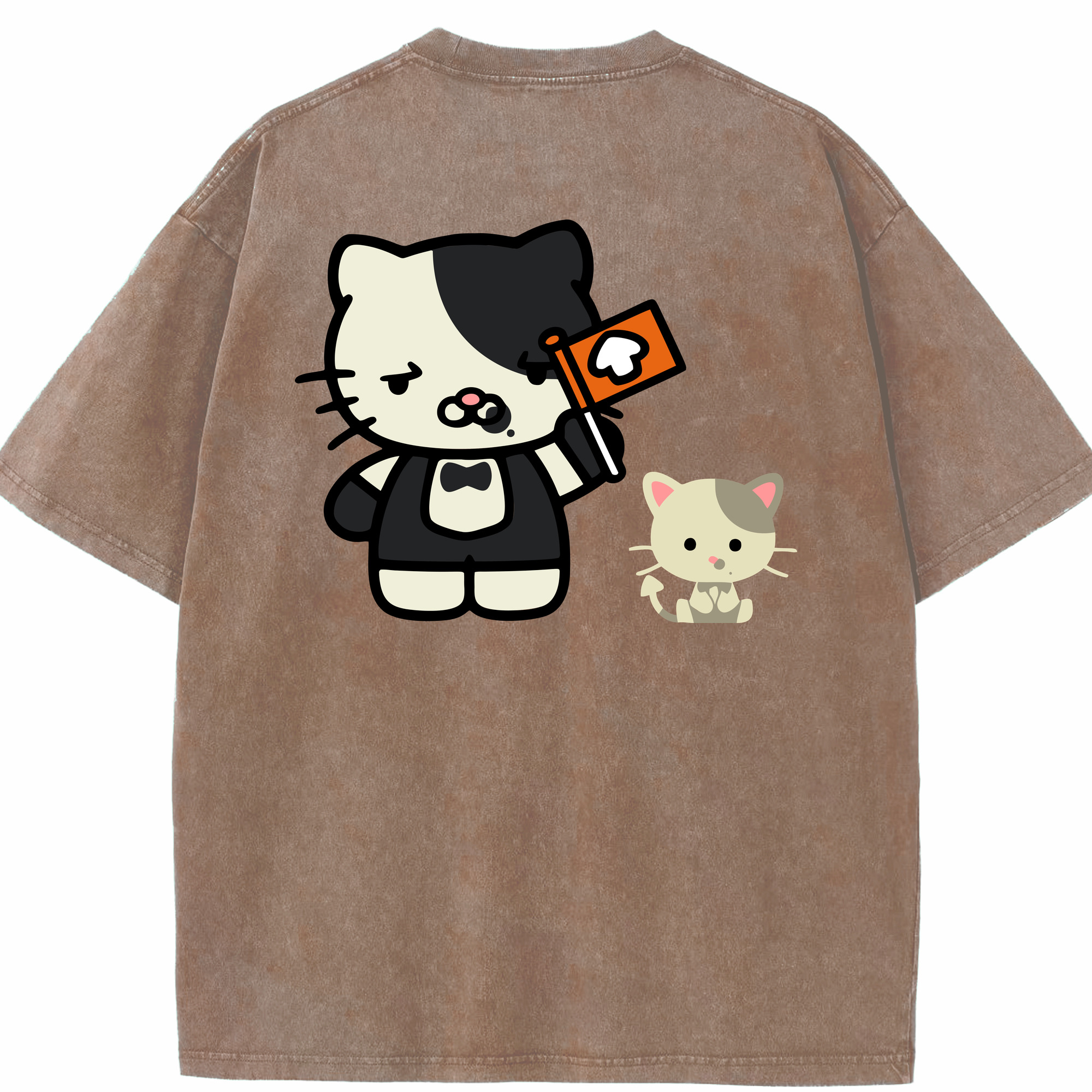 （画像用） Hello Kitty ハローキティ 綿100% ヴィンテージ風 半袖Tシャツ（背面プリント）