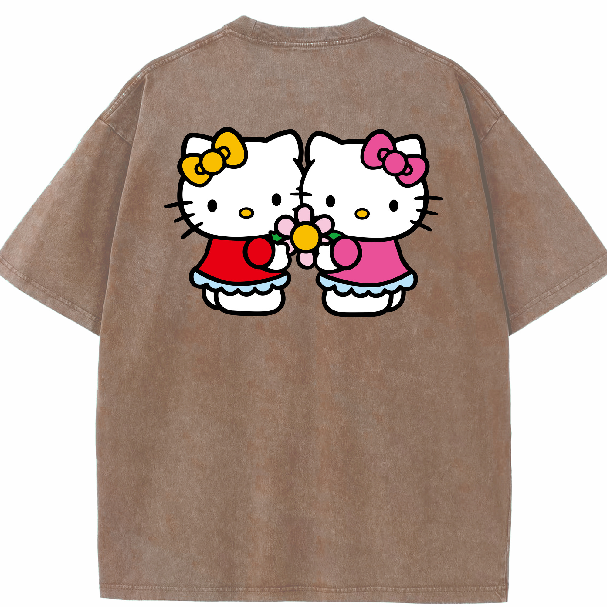 （画像用） Hello Kitty ハローキティ 綿100% ヴィンテージ風 半袖Tシャツ（背面プリント）