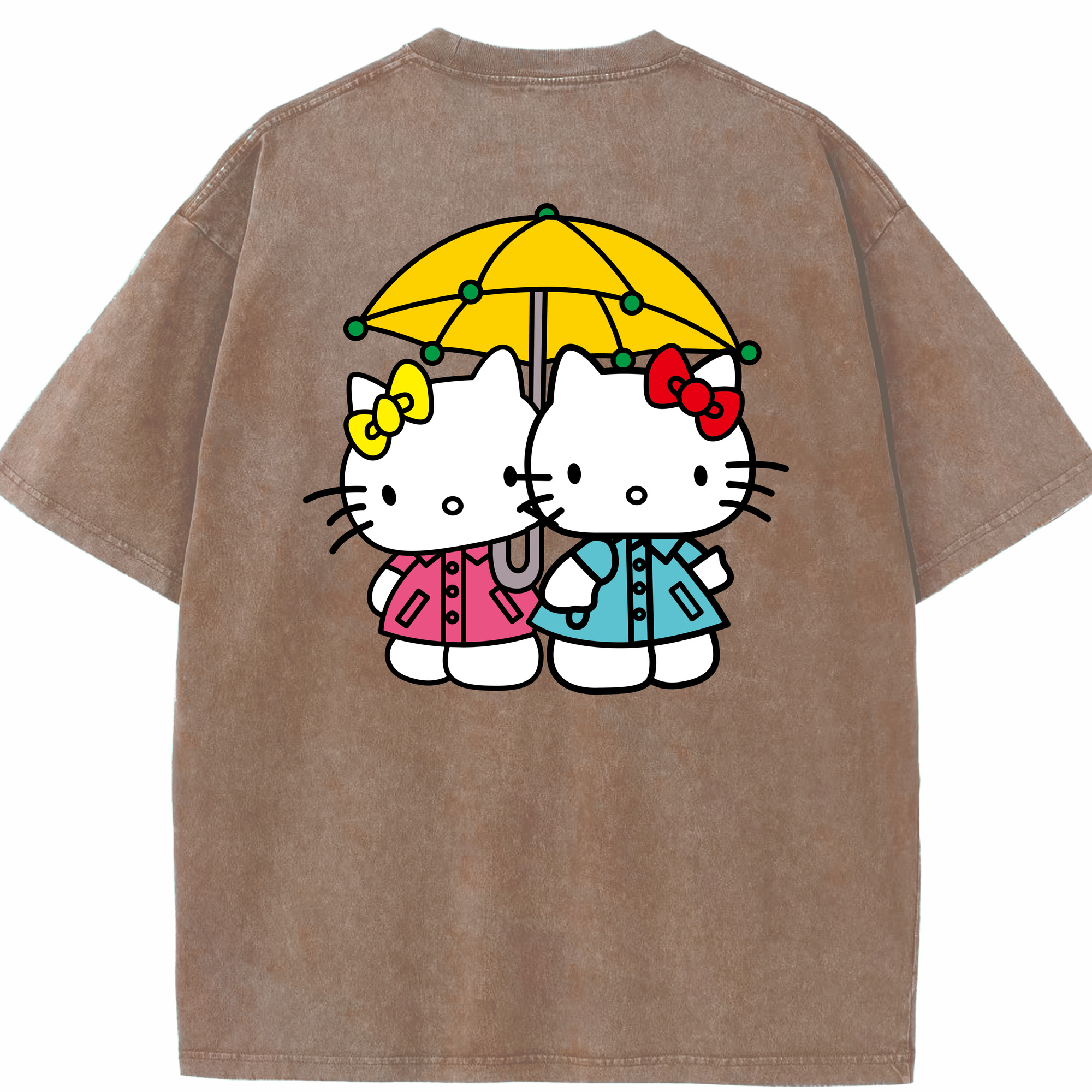 （画像用） Hello Kitty ハローキティ 綿100% ヴィンテージ風 半袖Tシャツ（背面プリント）