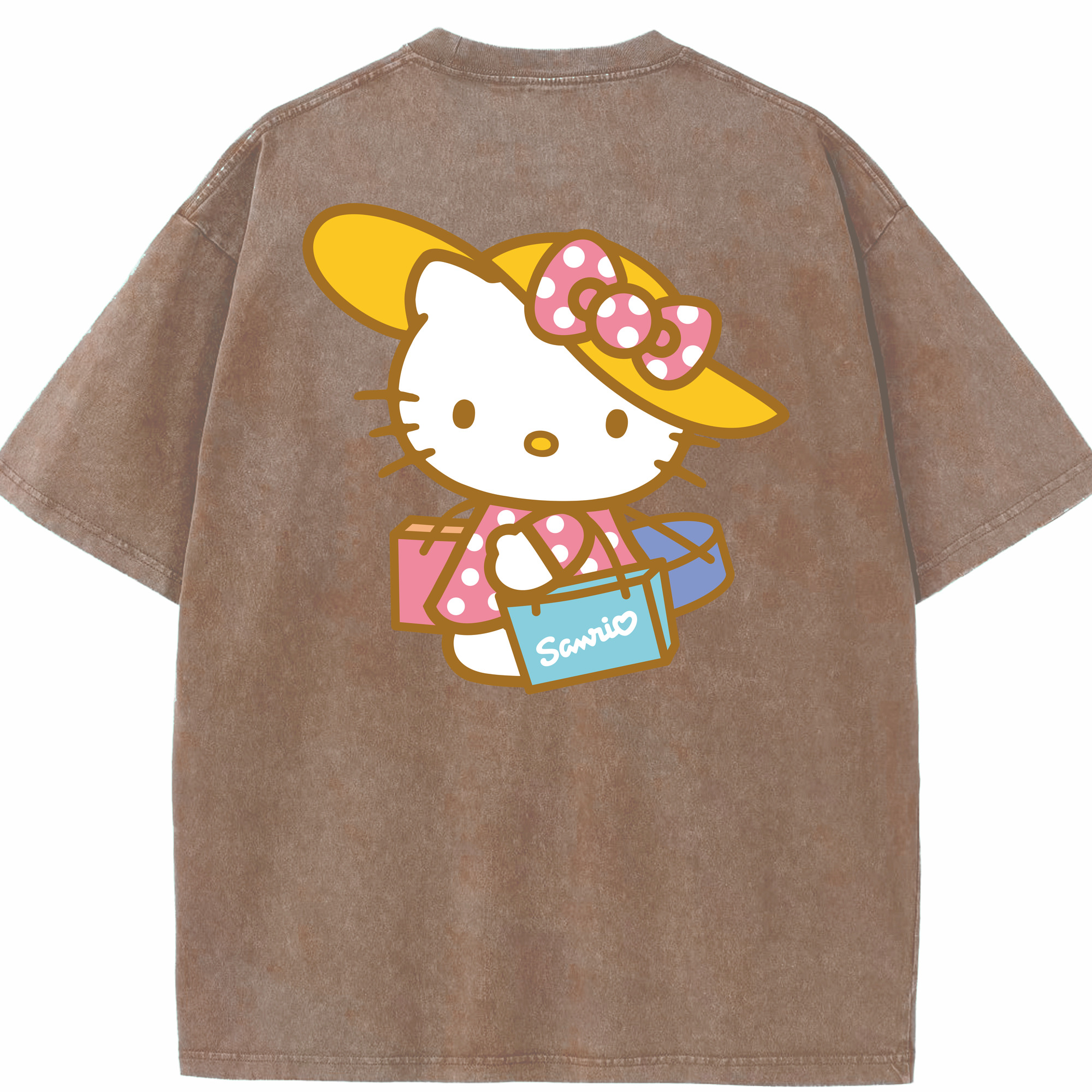 （画像用） Hello Kitty ハローキティ 綿100% ヴィンテージ風 半袖Tシャツ（背面プリント）