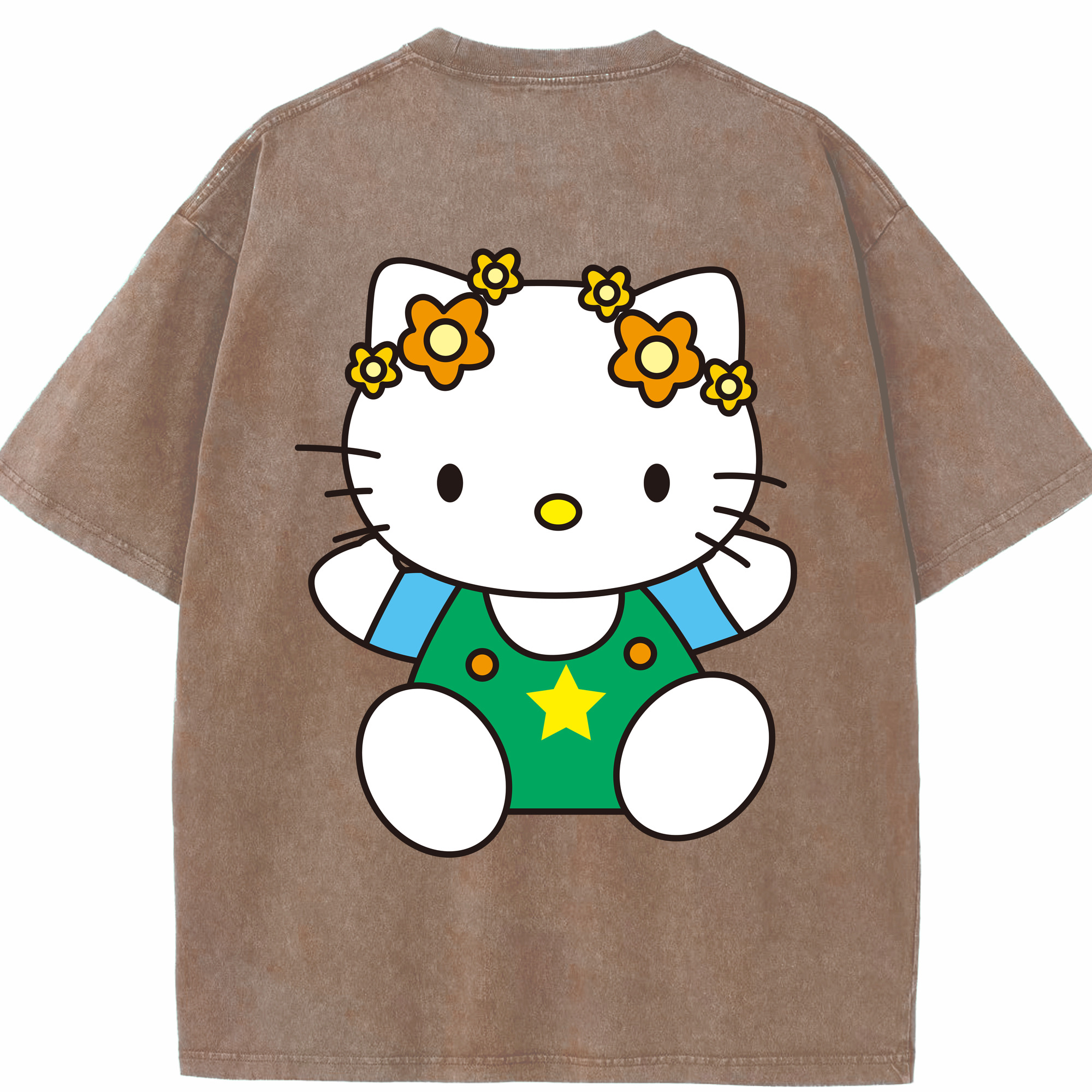 （画像用） Hello Kitty ハローキティ 綿100% ヴィンテージ風 半袖Tシャツ（背面プリント）