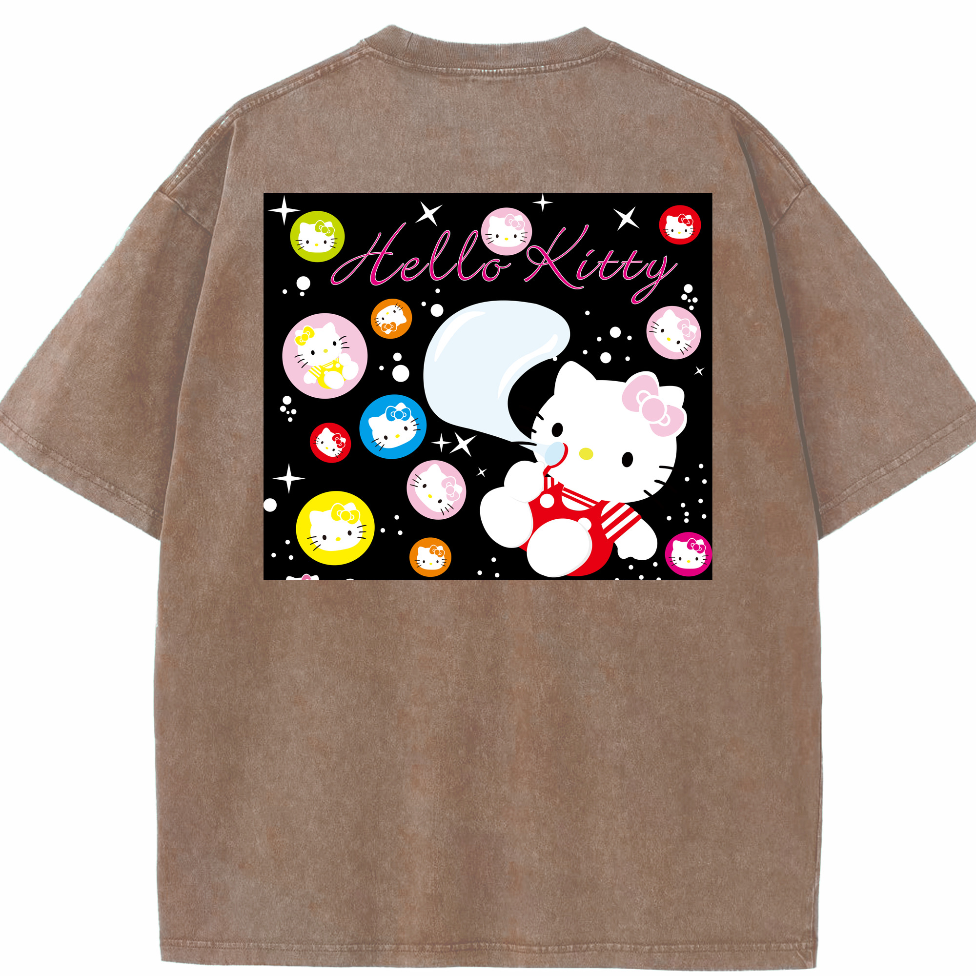 （画像用） Hello Kitty ハローキティ 綿100% ヴィンテージ風 半袖Tシャツ（背面プリント）