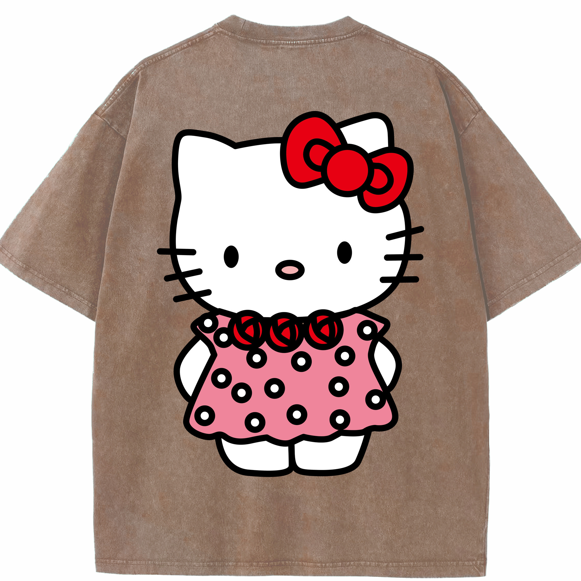 （画像用） Hello Kitty ハローキティ 綿100% ヴィンテージ風 半袖Tシャツ（背面プリント）
