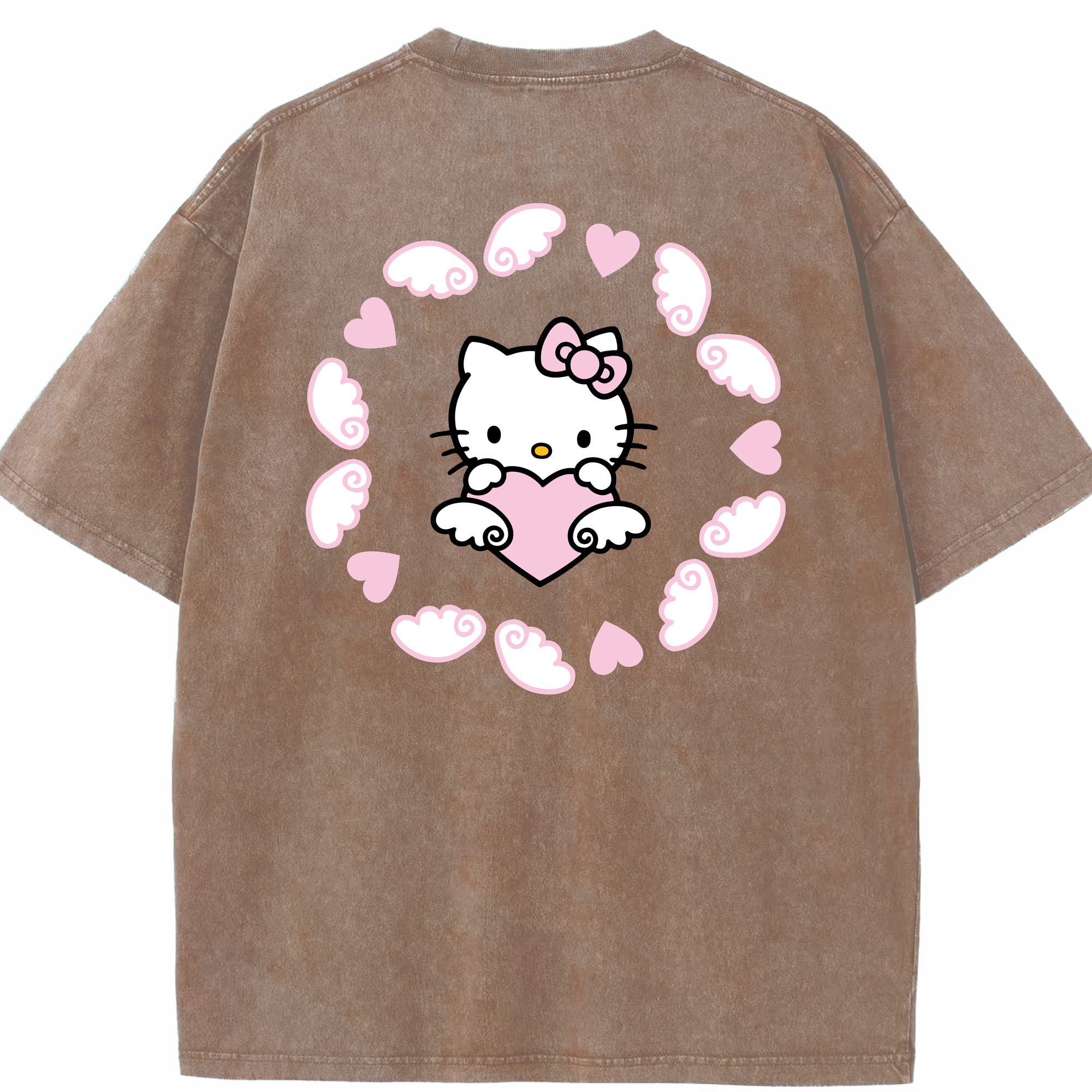 （画像用） Hello Kitty ハローキティ 綿100% ヴィンテージ風 半袖Tシャツ（背面プリント）