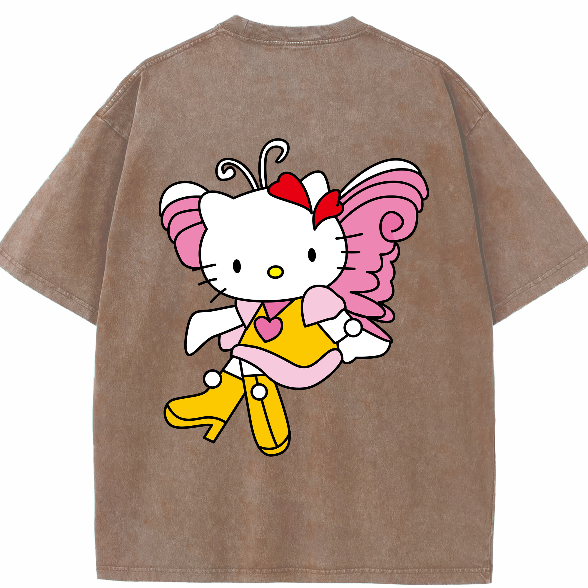 （画像用） Hello Kitty ハローキティ 綿100% ヴィンテージ風 半袖Tシャツ（背面プリント）