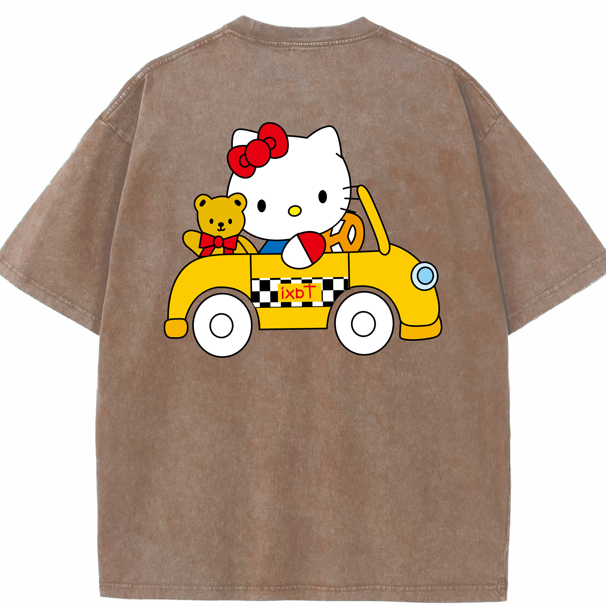 （画像用） Hello Kitty ハローキティ 綿100% ヴィンテージ風 半袖Tシャツ（背面プリント）