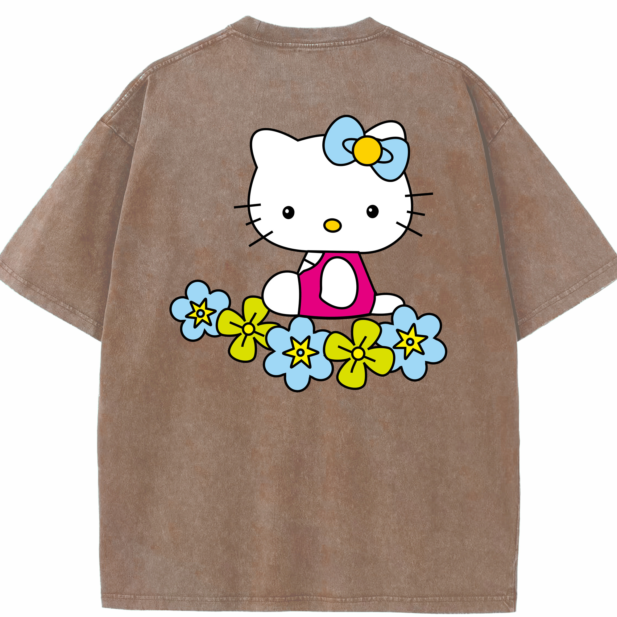 （画像用） Hello Kitty ハローキティ 綿100% ヴィンテージ風 半袖Tシャツ（背面プリント）
