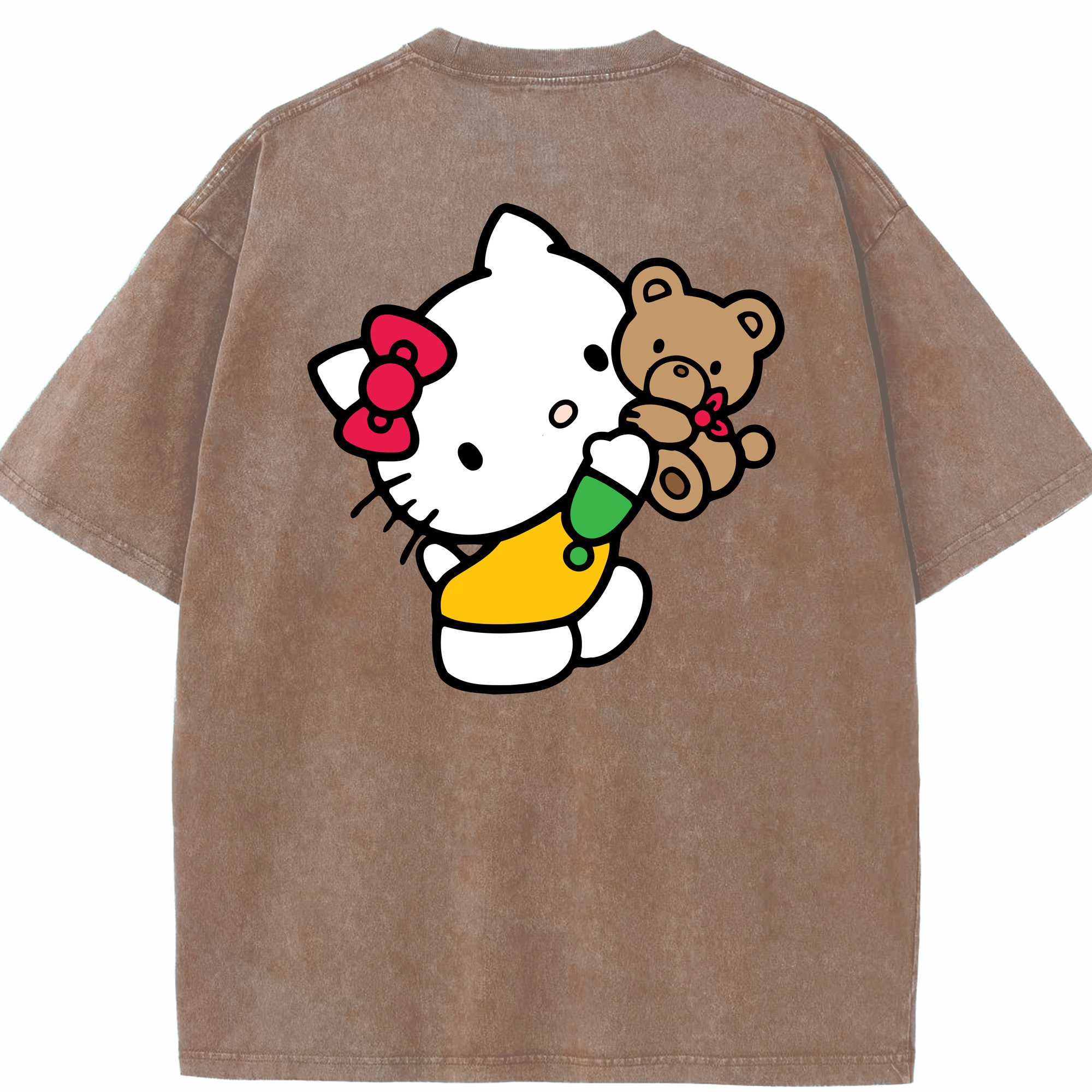 （画像用） Hello Kitty ハローキティ 綿100% ヴィンテージ風 半袖Tシャツ（背面プリント）