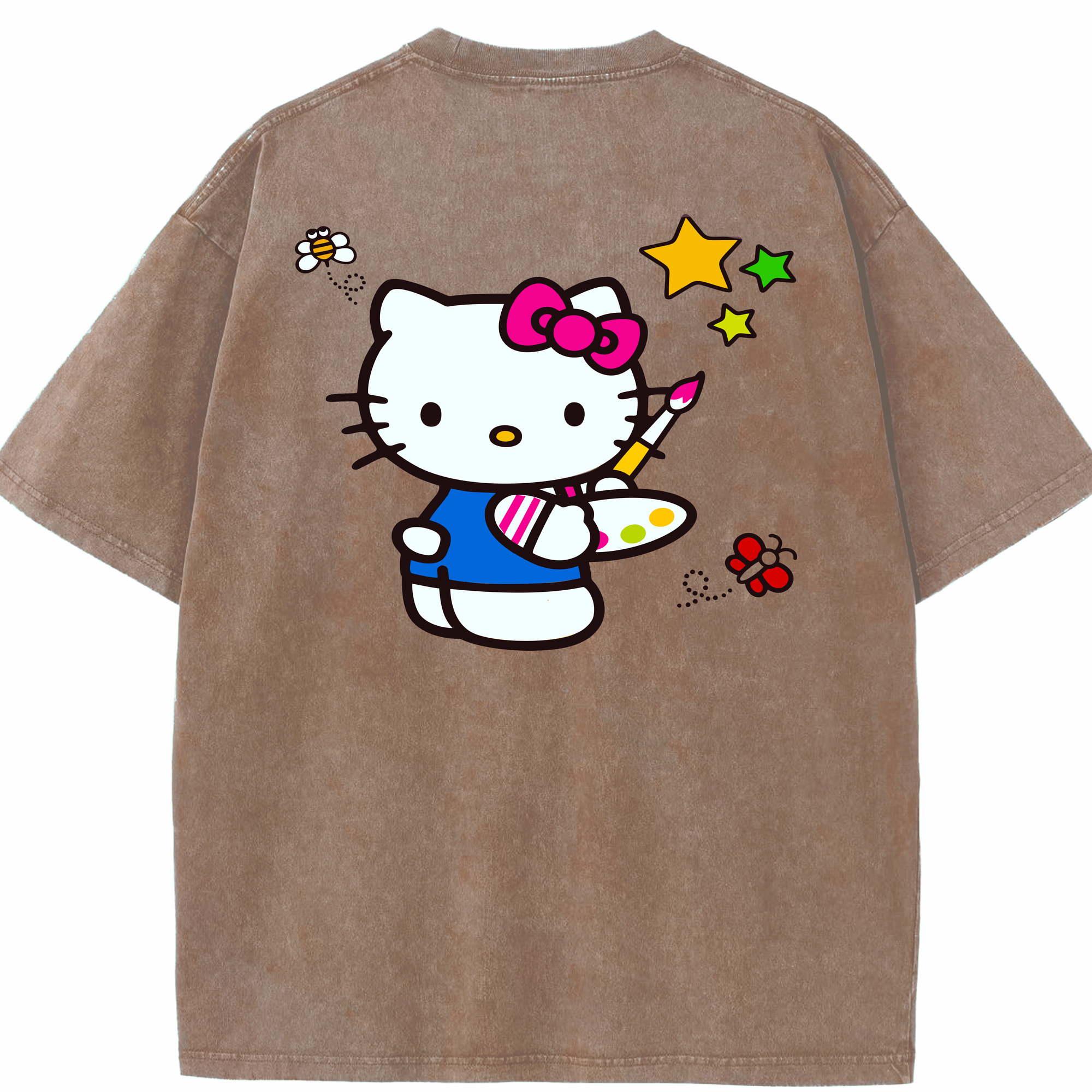 （画像用） Hello Kitty ハローキティ 綿100% ヴィンテージ風 半袖Tシャツ（背面プリント）