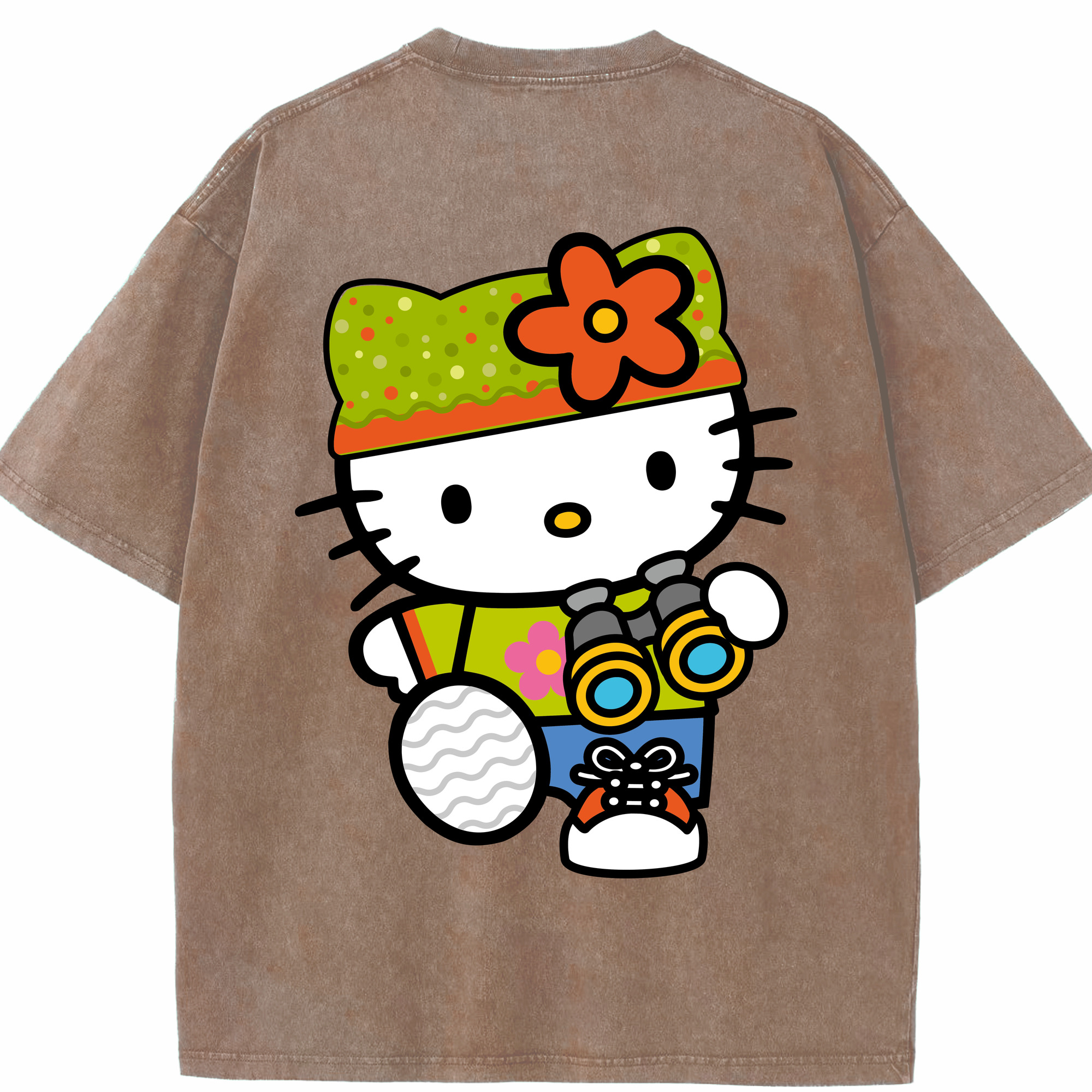 （画像用） Hello Kitty ハローキティ 綿100% ヴィンテージ風 半袖Tシャツ（背面プリント）