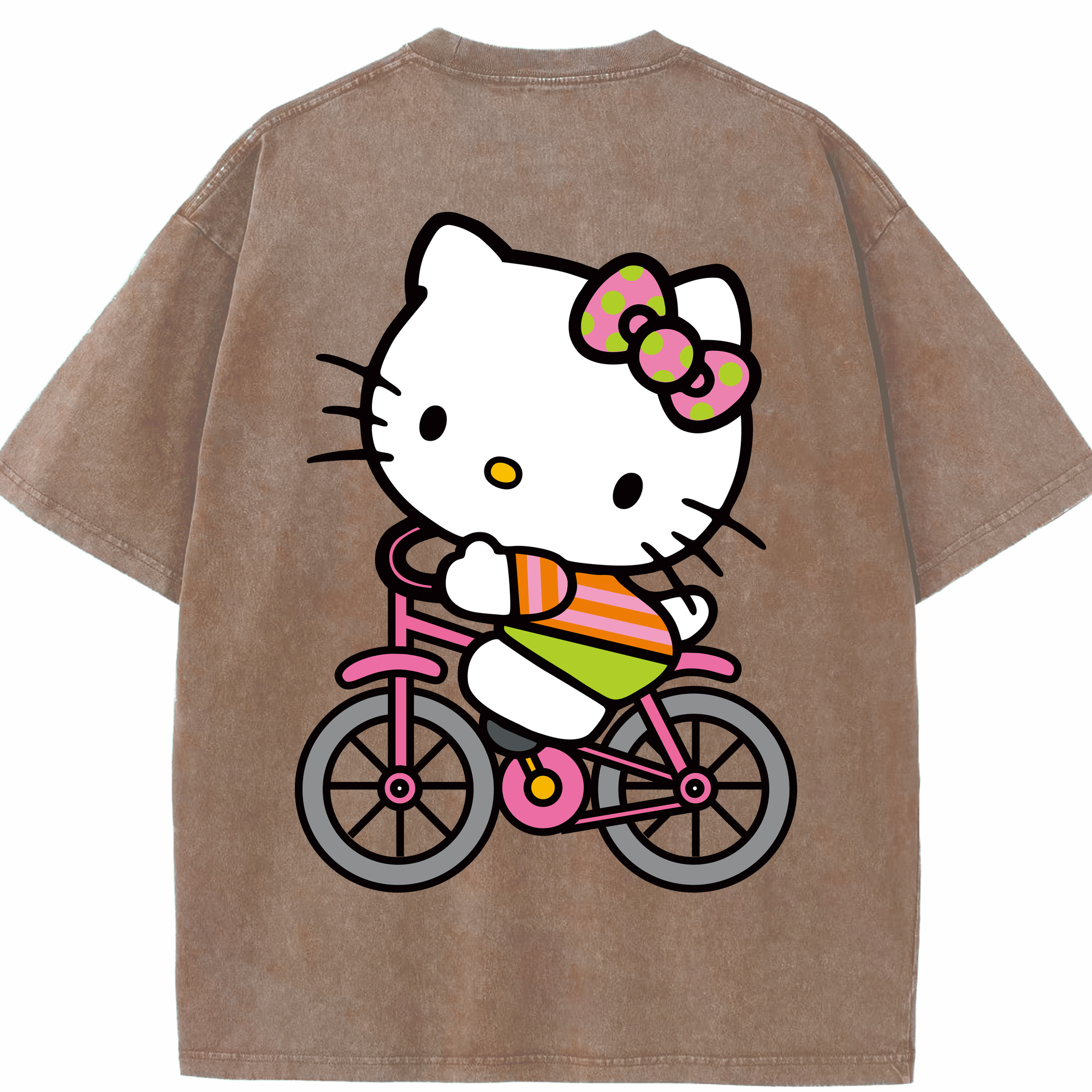 （画像用） Hello Kitty ハローキティ 綿100% ヴィンテージ風 半袖Tシャツ（背面プリント）