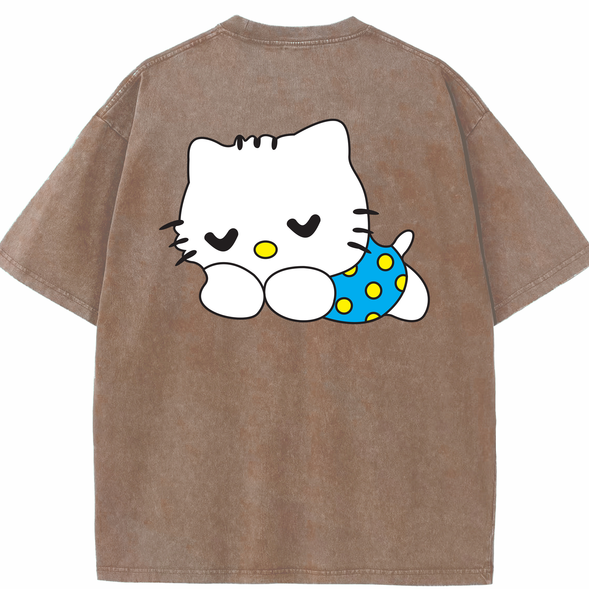 （画像用） Hello Kitty ハローキティ 綿100% ヴィンテージ風 半袖Tシャツ（背面プリント）