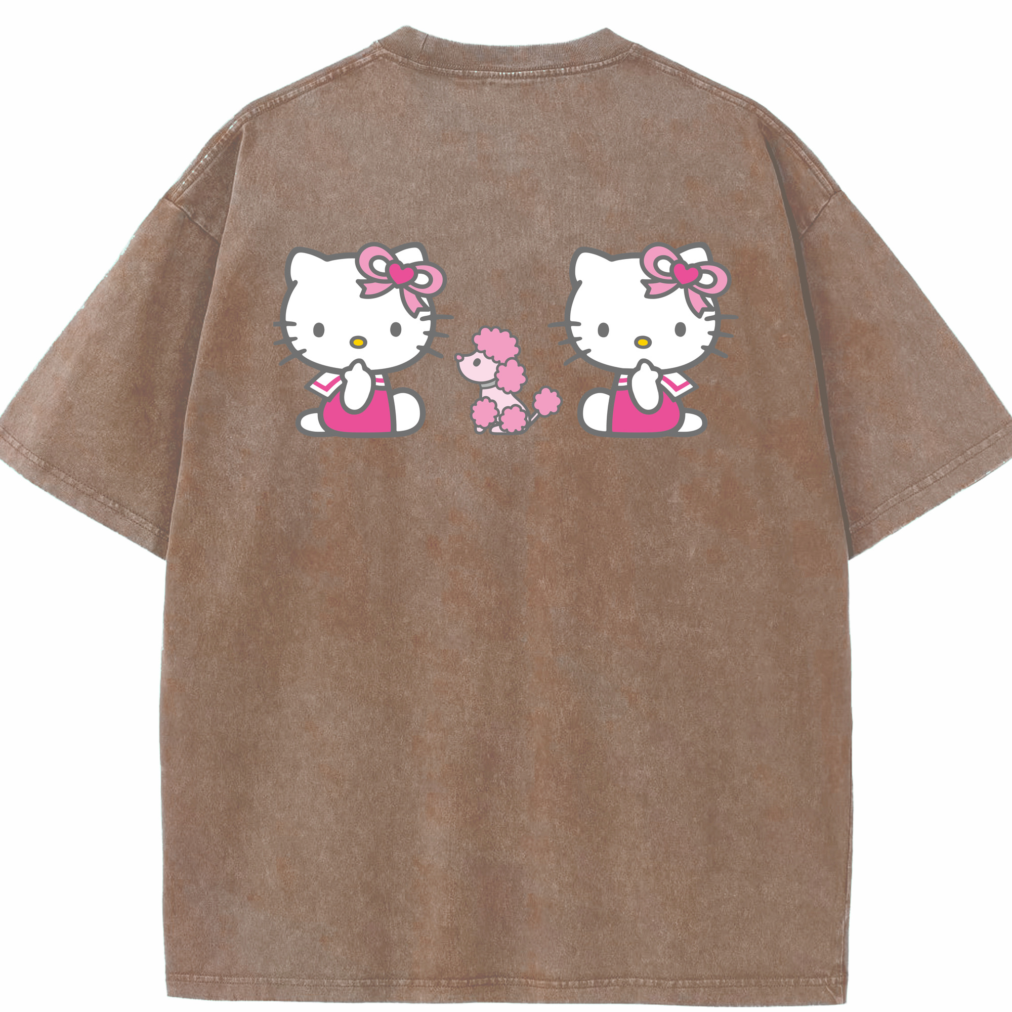 （画像用） Hello Kitty ハローキティ 綿100% ヴィンテージ風 半袖Tシャツ（背面プリント）
