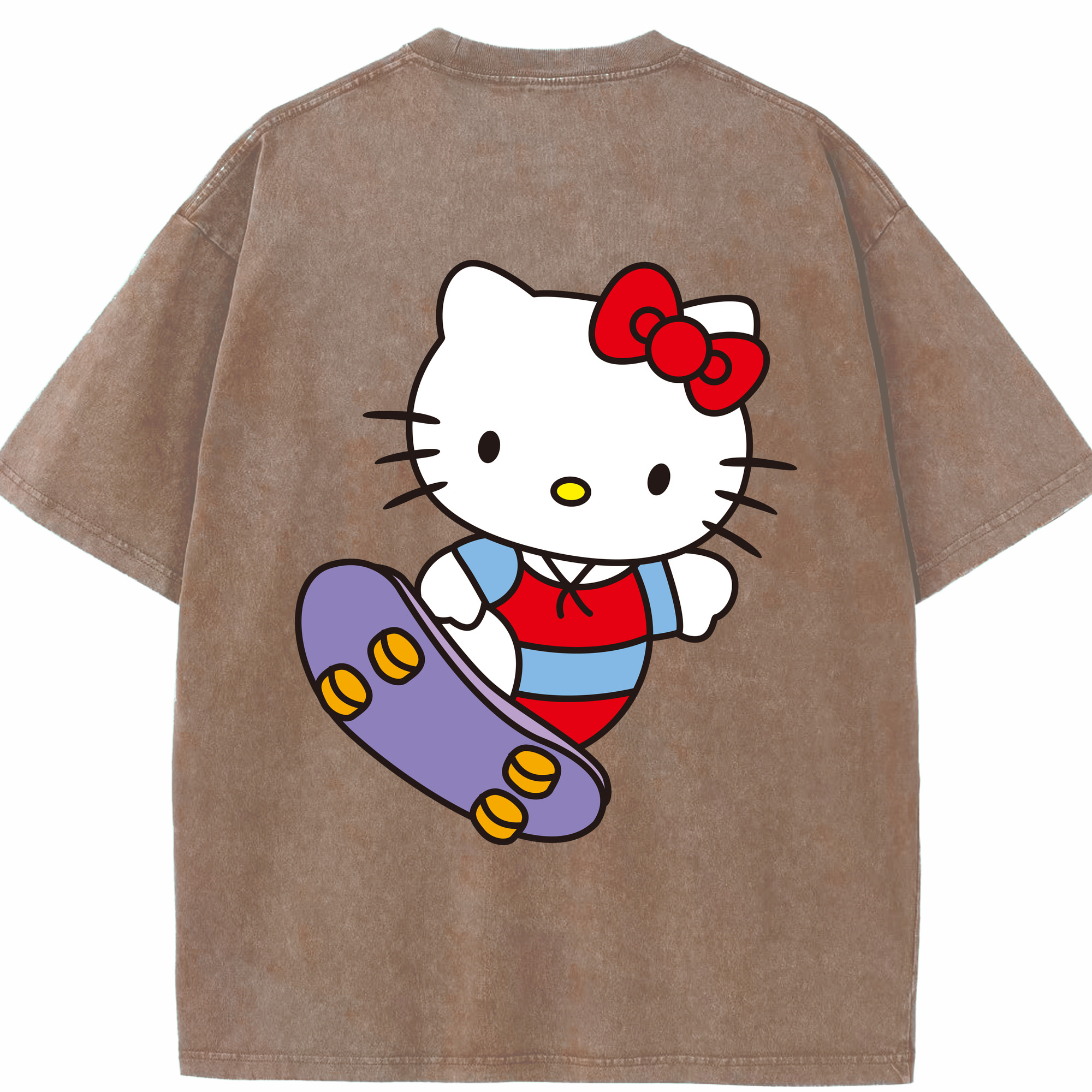 （画像用） Hello Kitty ハローキティ 綿100% ヴィンテージ風 半袖Tシャツ（背面プリント）