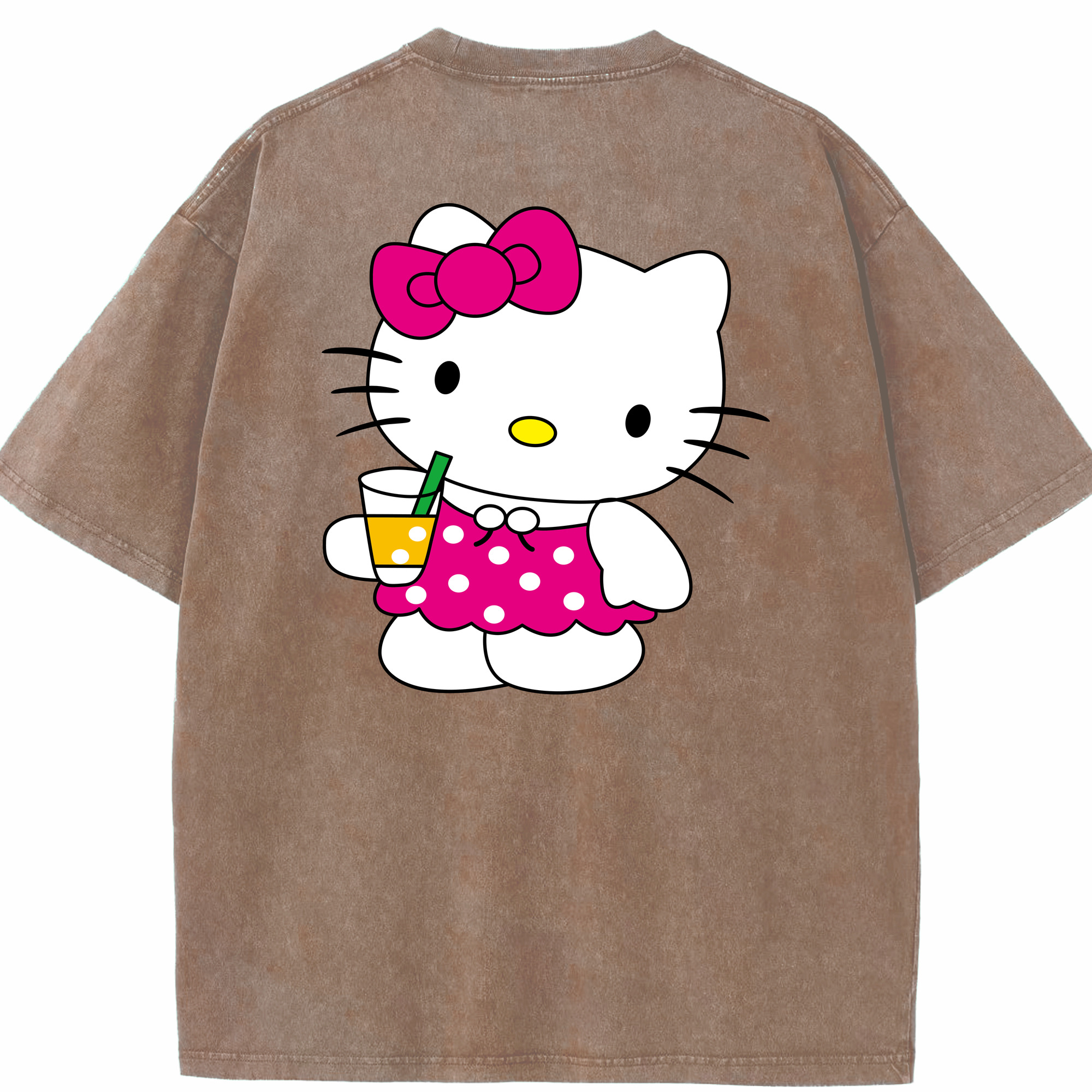 （画像用） Hello Kitty ハローキティ 綿100% ヴィンテージ風 半袖Tシャツ（背面プリント）