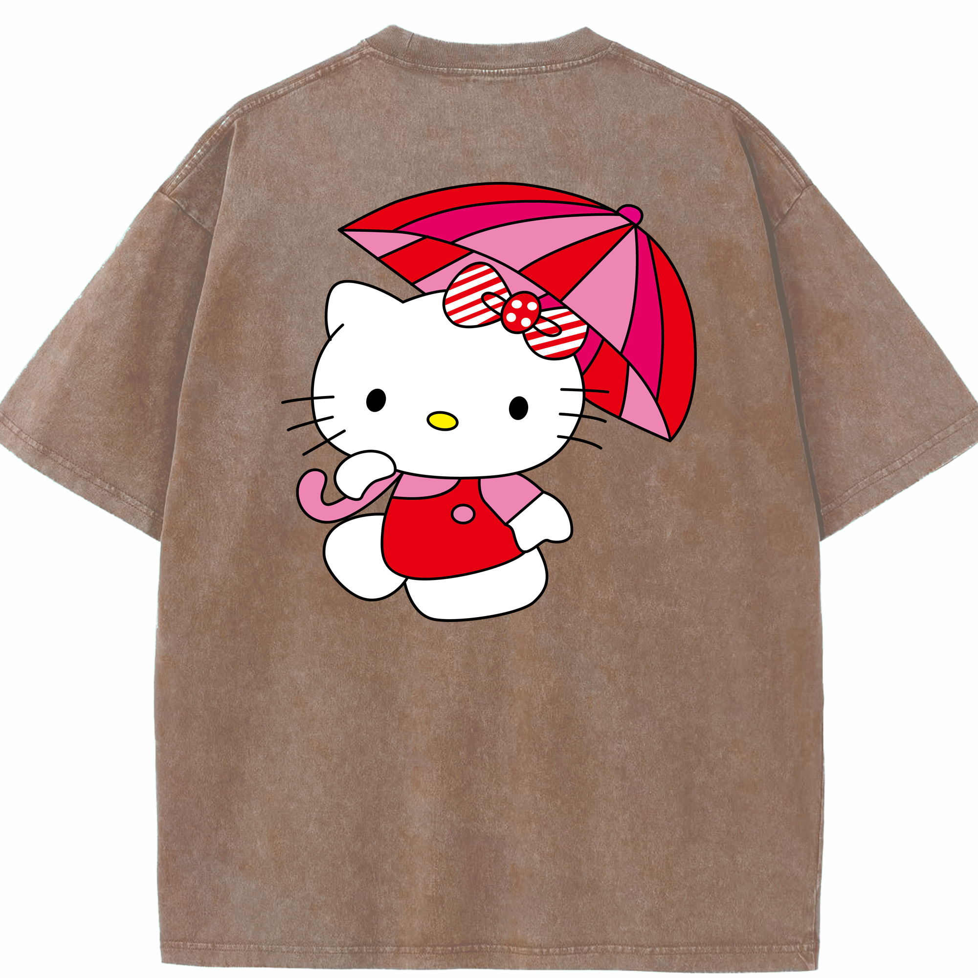 （画像用） Hello Kitty ハローキティ 綿100% ヴィンテージ風 半袖Tシャツ（背面プリント）