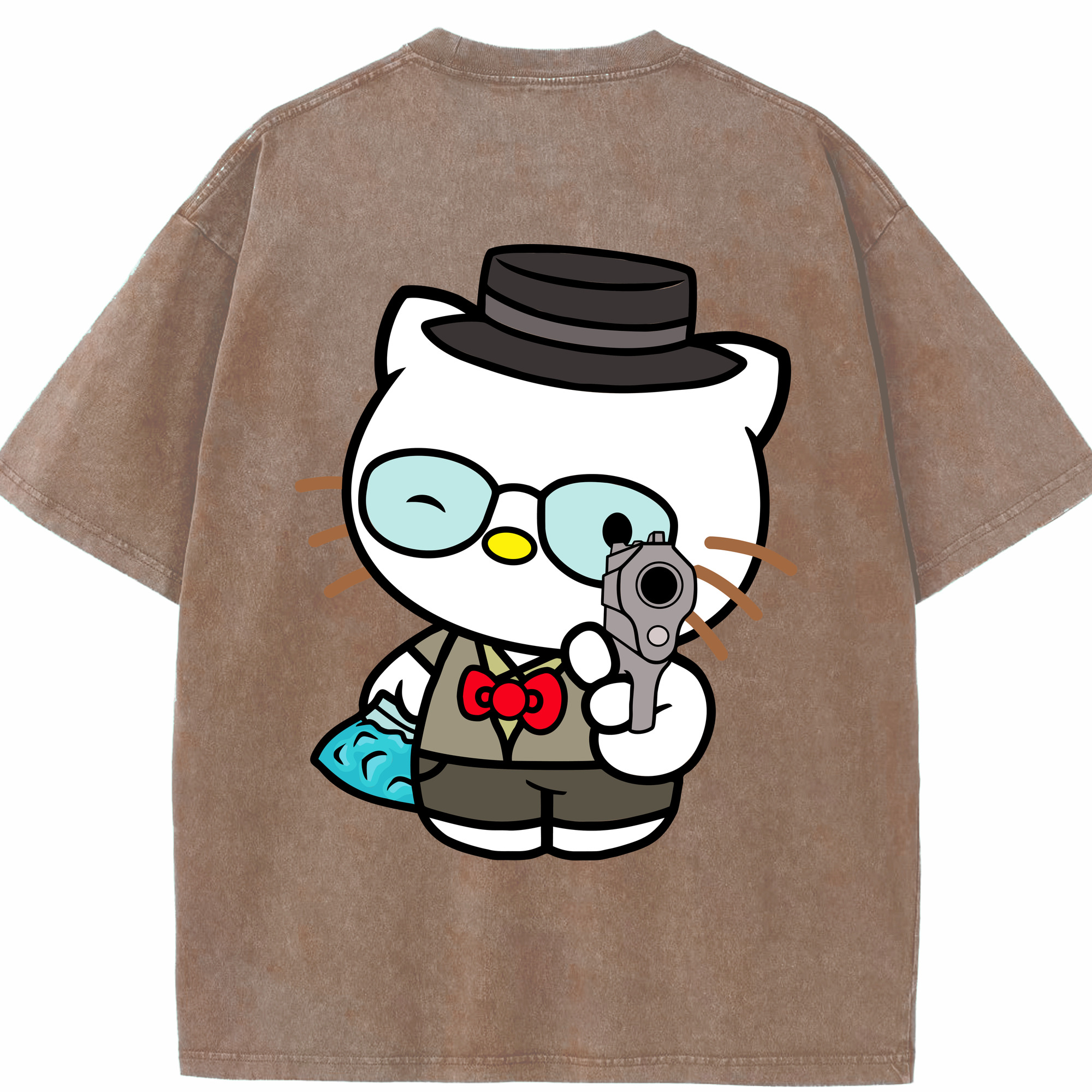 （画像用） Hello Kitty ハローキティ 綿100% ヴィンテージ風 半袖Tシャツ（背面プリント）