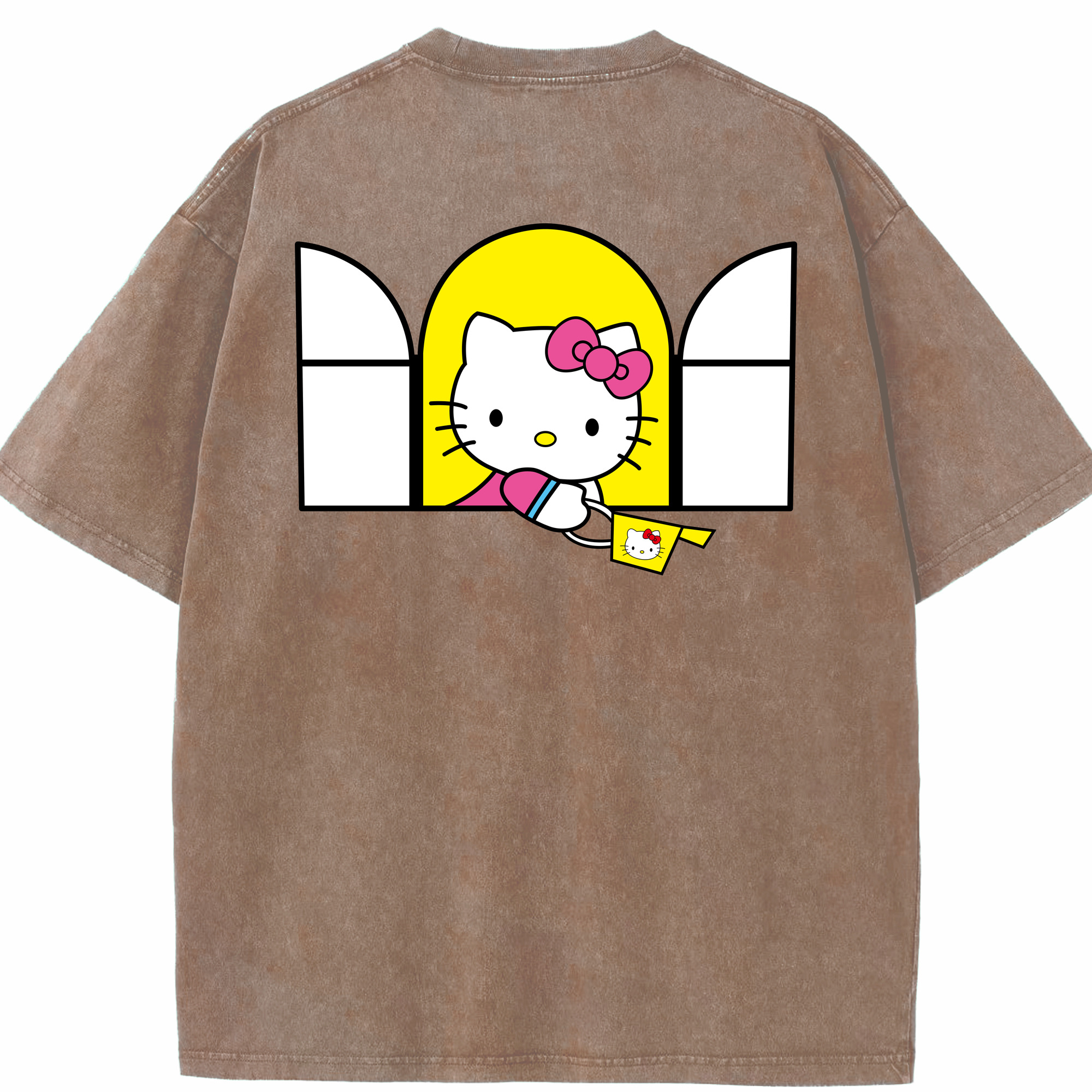 （画像用） Hello Kitty ハローキティ 綿100% ヴィンテージ風 半袖Tシャツ（背面プリント）