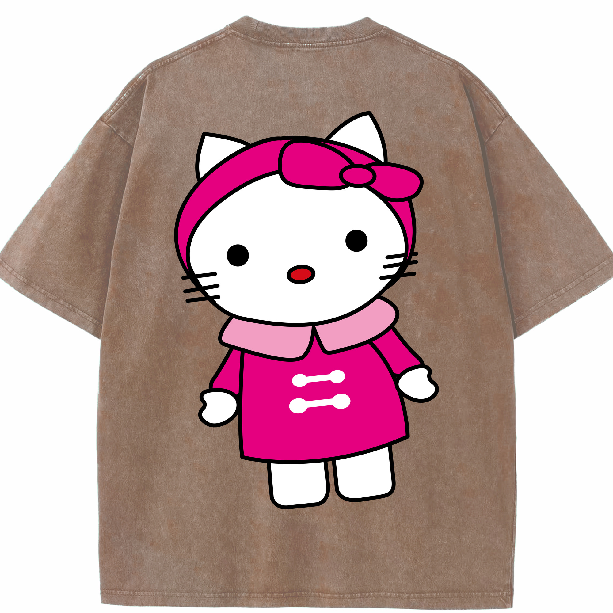 （画像用） Hello Kitty ハローキティ 綿100% ヴィンテージ風 半袖Tシャツ（背面プリント）